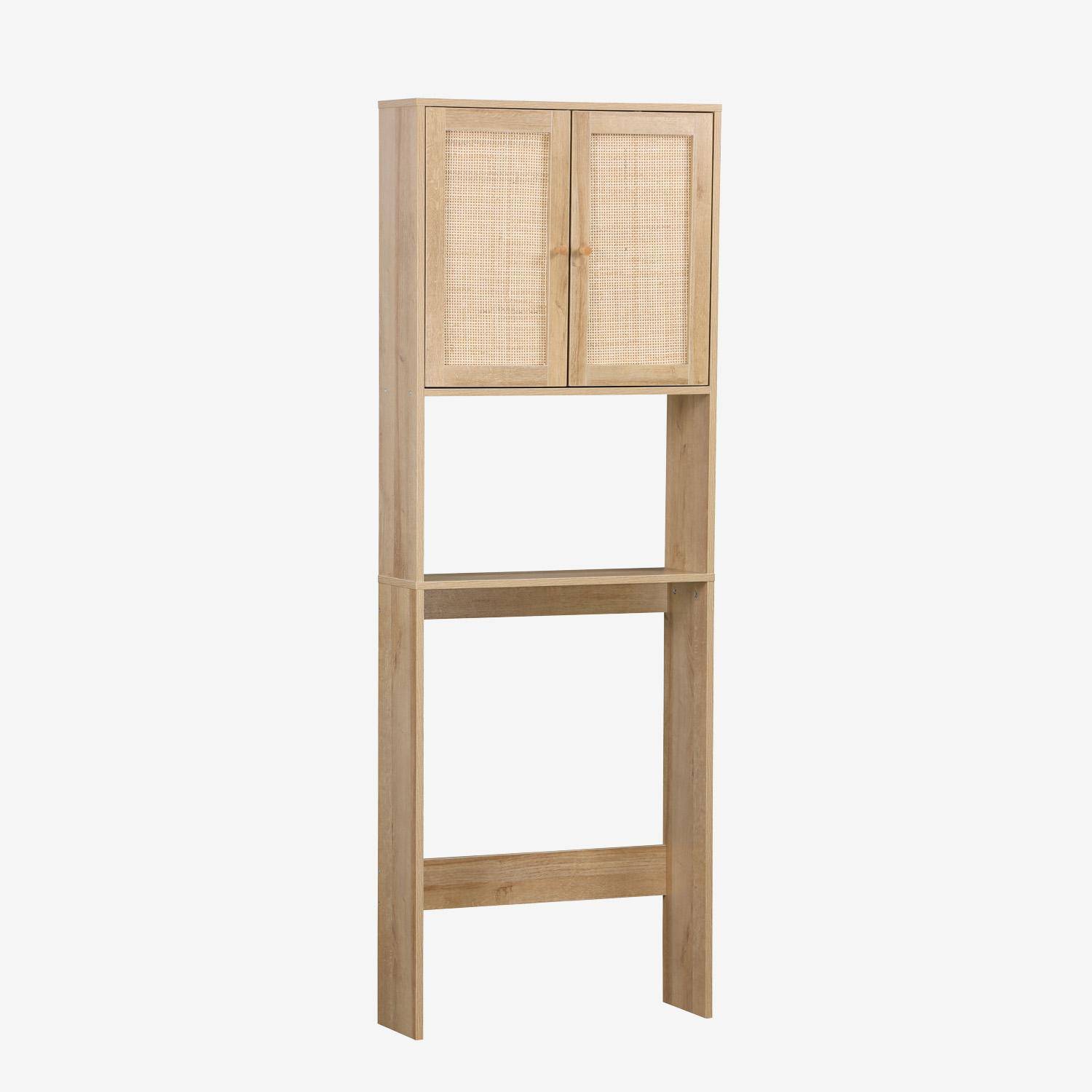 Etagère meuble WC décor bois et cannage Bohème 1 étagère 64 x 20 x 180 cm naturel Photo1
