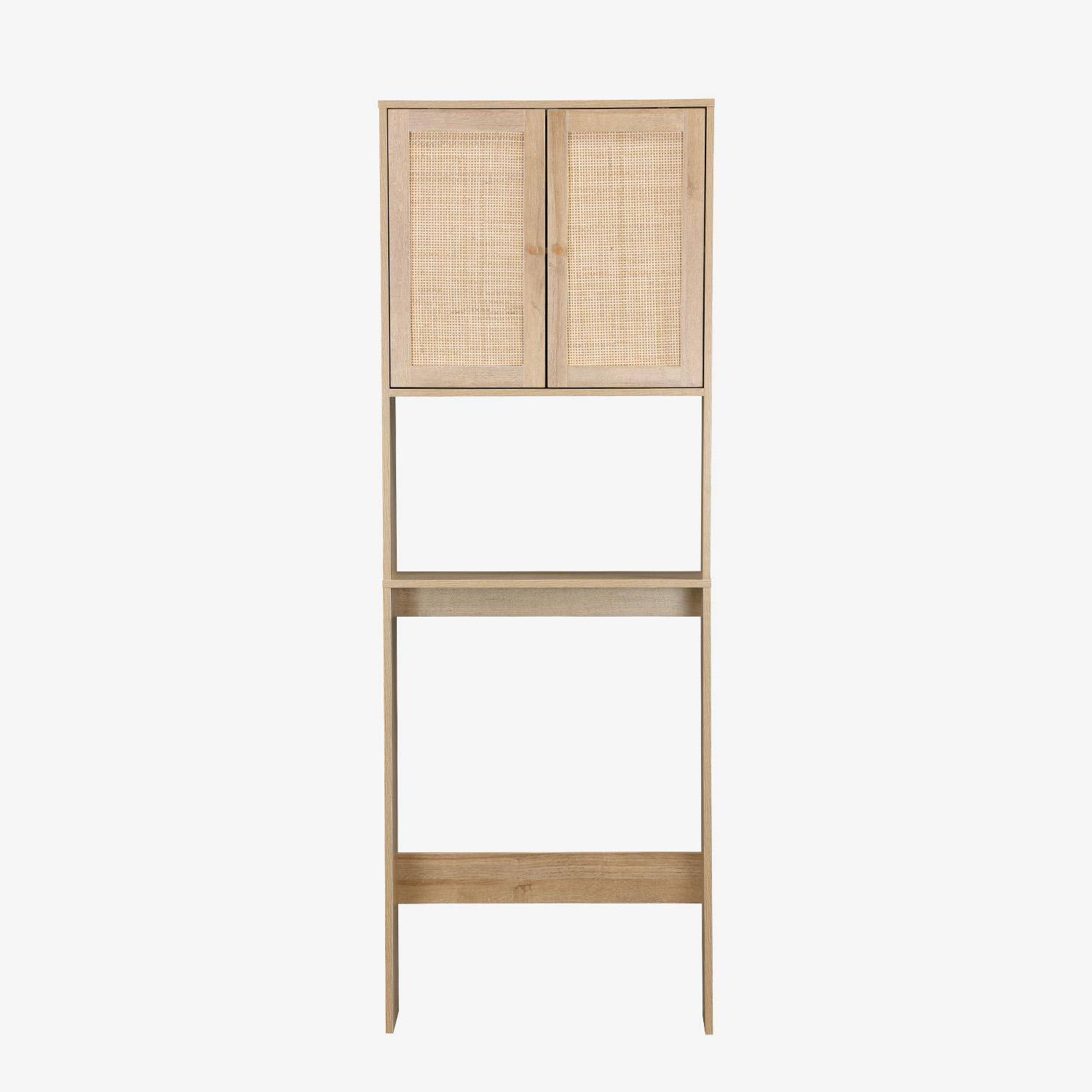 Etagère meuble WC décor bois et cannage Bohème 1 étagère 64 x 20 x 180 cm naturel Photo2