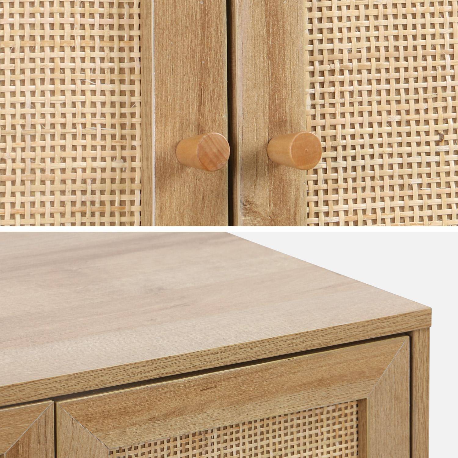 Mobile sotto lavabo decorato in legno e vimini, Boheme, Marrone naturale, 65x40x70 cm,sweeek,Photo7