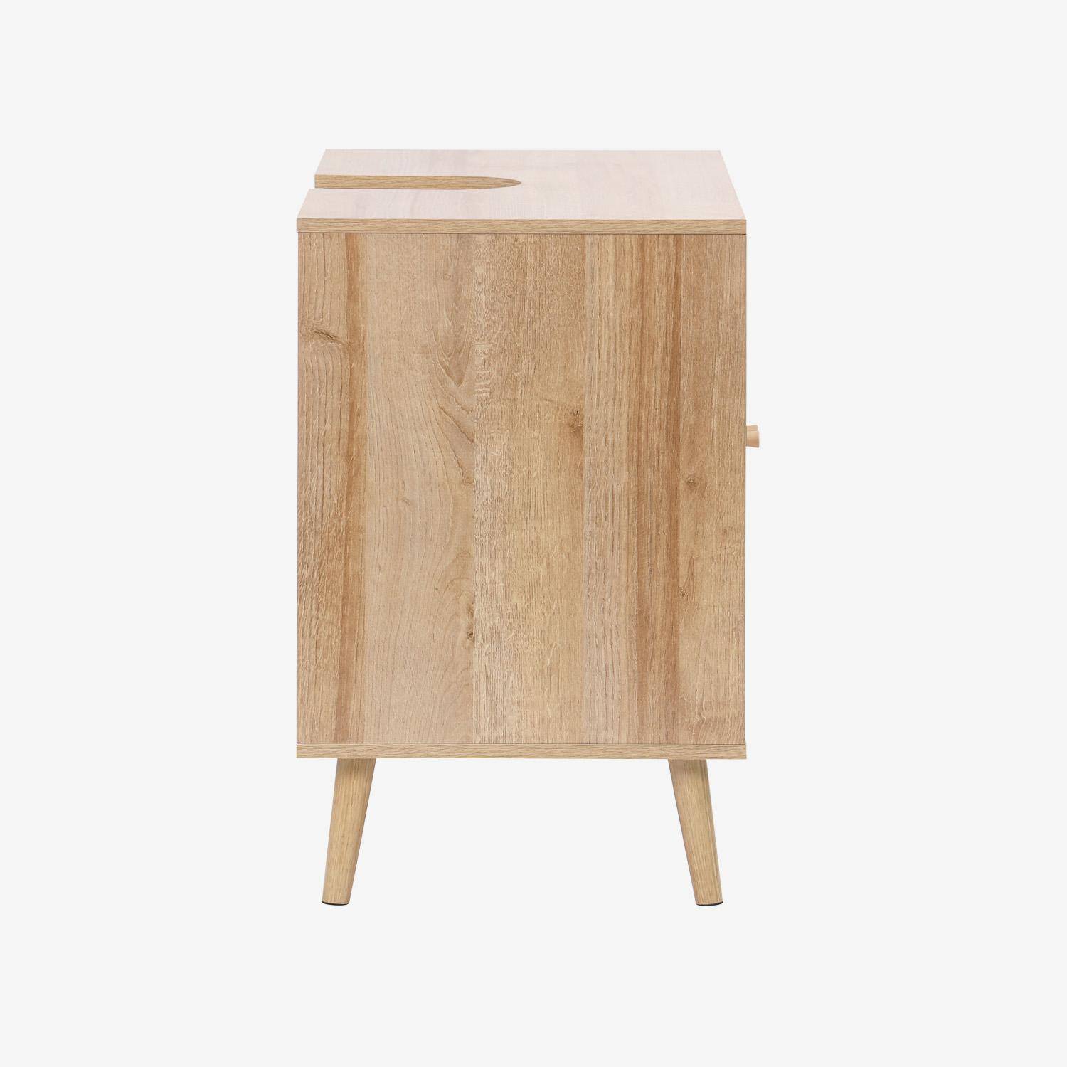 Mobile sotto lavabo decorato in legno e vimini, Boheme, Marrone naturale, 65x40x70 cm Photo5