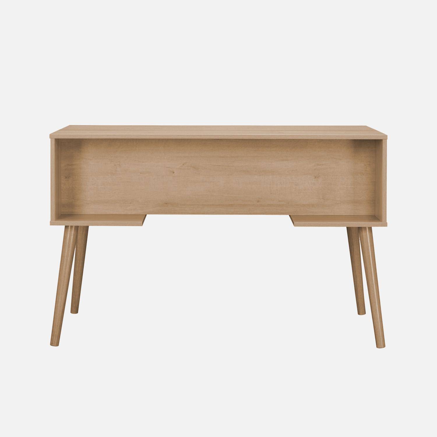 Scrivania effetto legno e cannage 2 cassetti, Eva, Marrone naturale, 120x55x76.5 cm Photo5