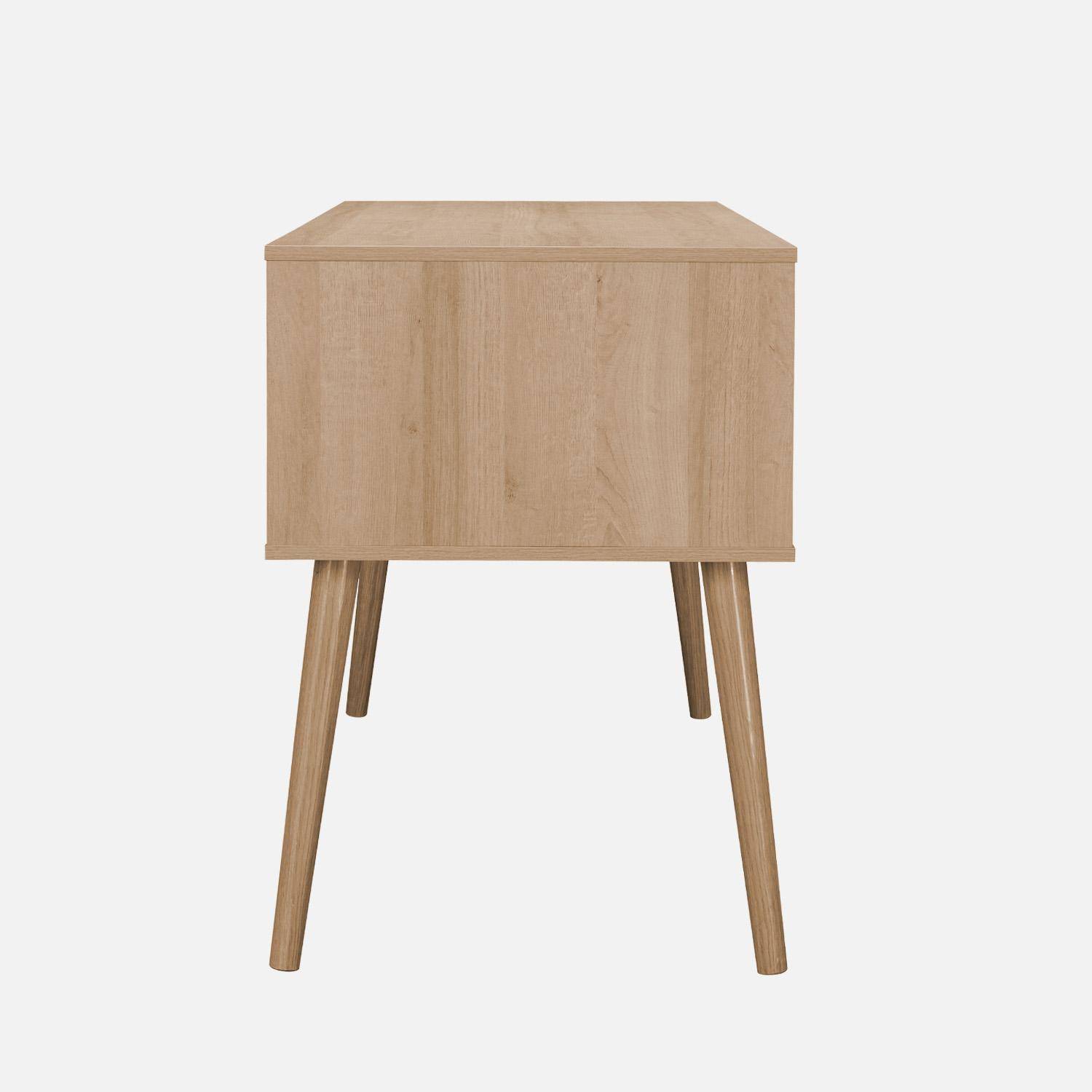 Oficina efecto madera y mimbre, 2 cajones, Eva, Natural, 120x55x76.5 cm,sweeek,Photo6