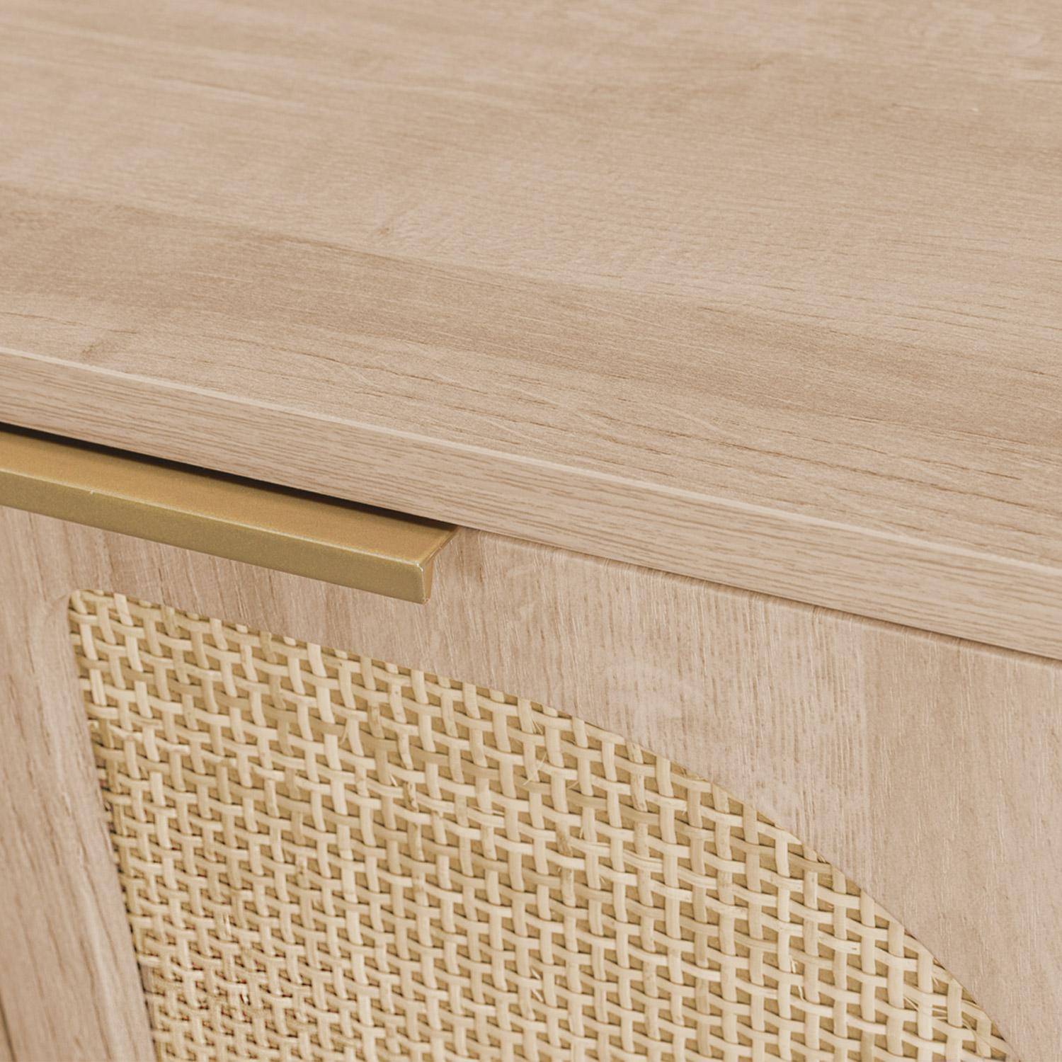 Scrivania effetto legno e cannage 2 cassetti, Eva, Marrone naturale, 120x55x76.5 cm Photo6