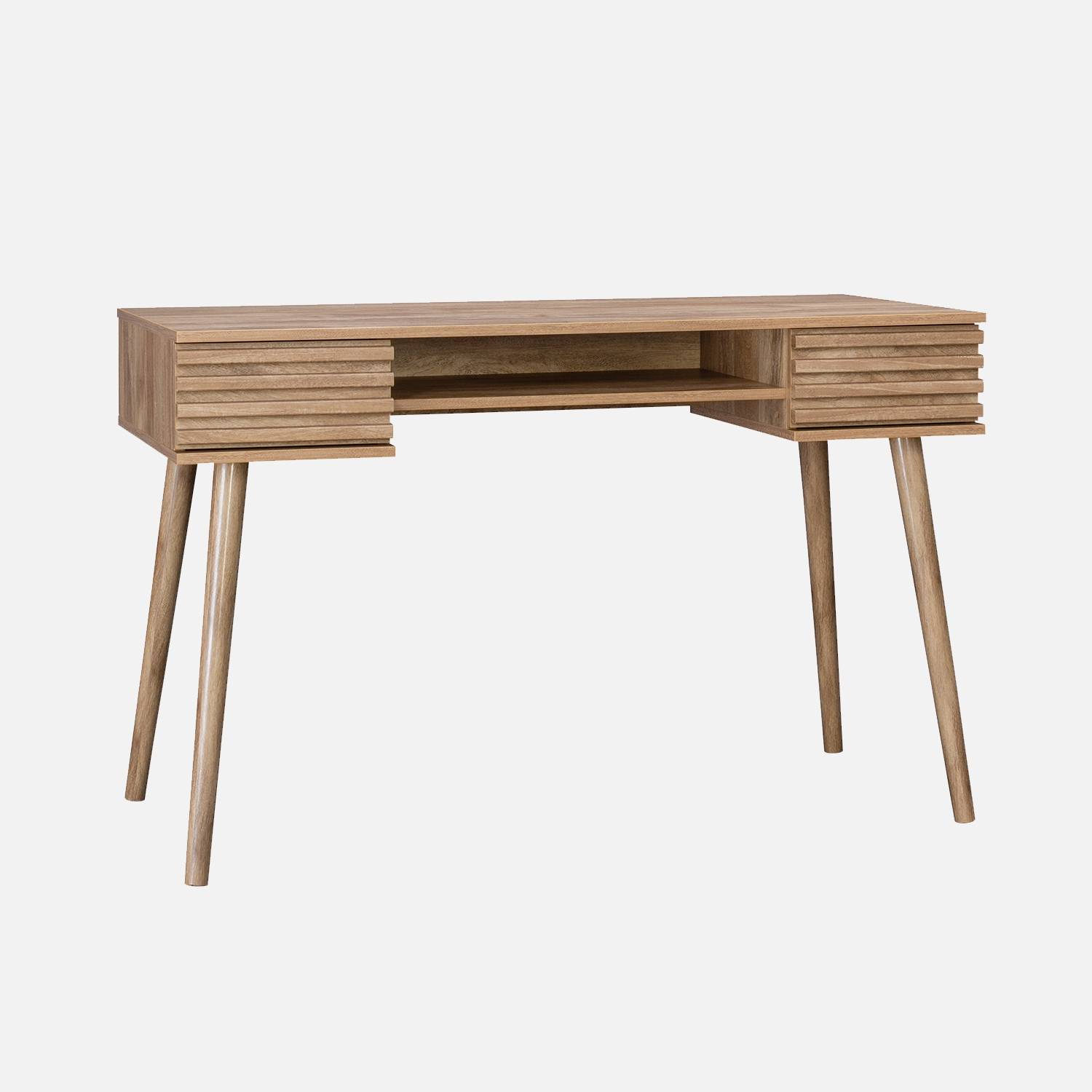 2-drawers wooden effect desk , Natural