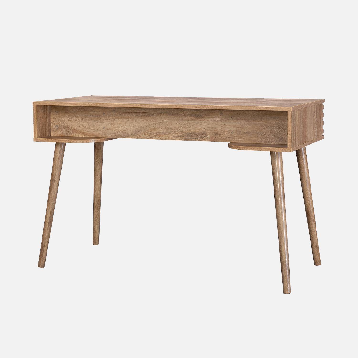 Escritorio con efecto madera con 2 cajones, Madere, Natural, 120x55x76.5 cm Photo6