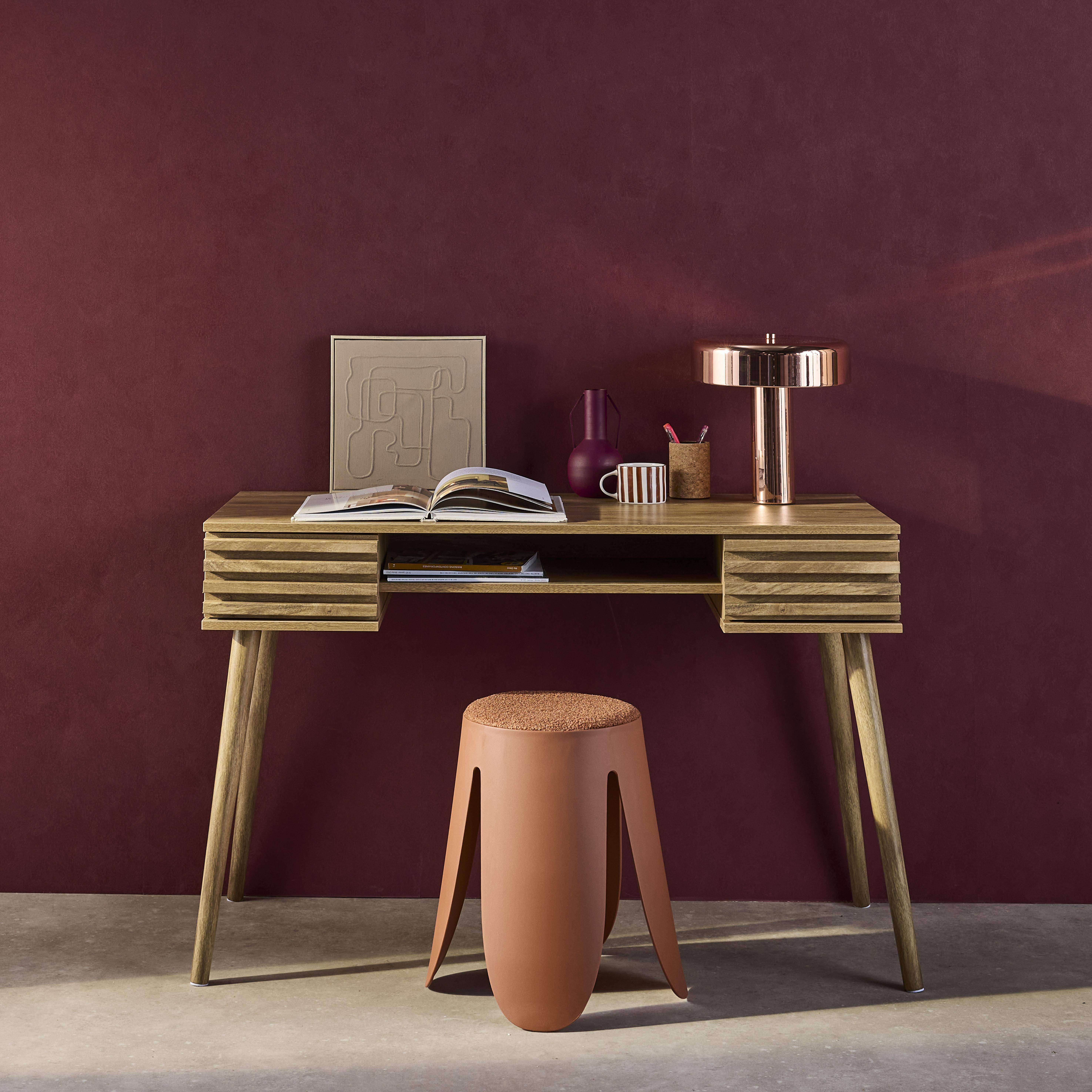 Bureau met hout effect, 2 lades Madere, naturel, 1 kast, geribbelde fronten, 120 x 55 x 76,5 cm Photo1