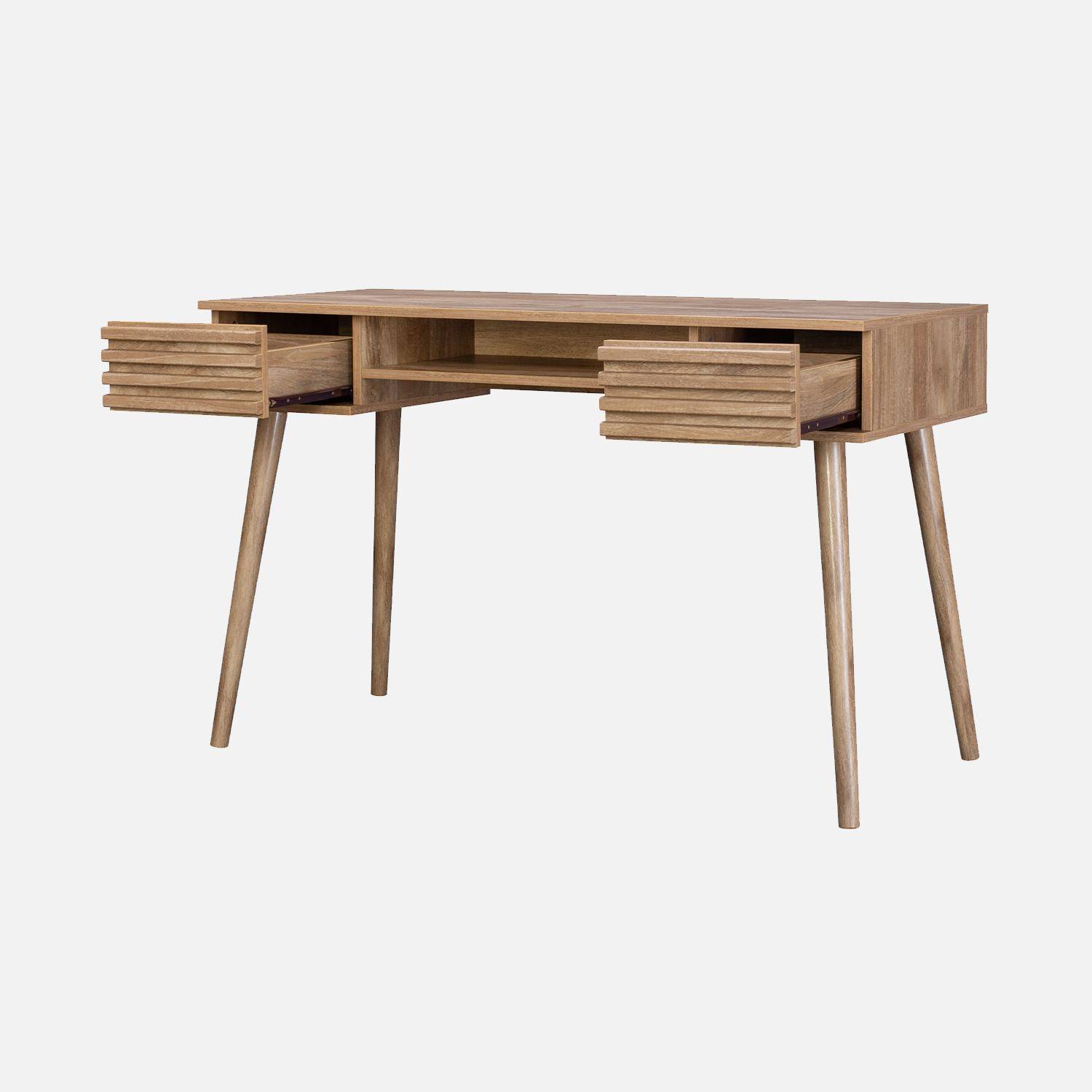 Ufficio effetto legno 2 cassetti, Madere, Marrone naturale, 120x55x76.5 cm Photo3