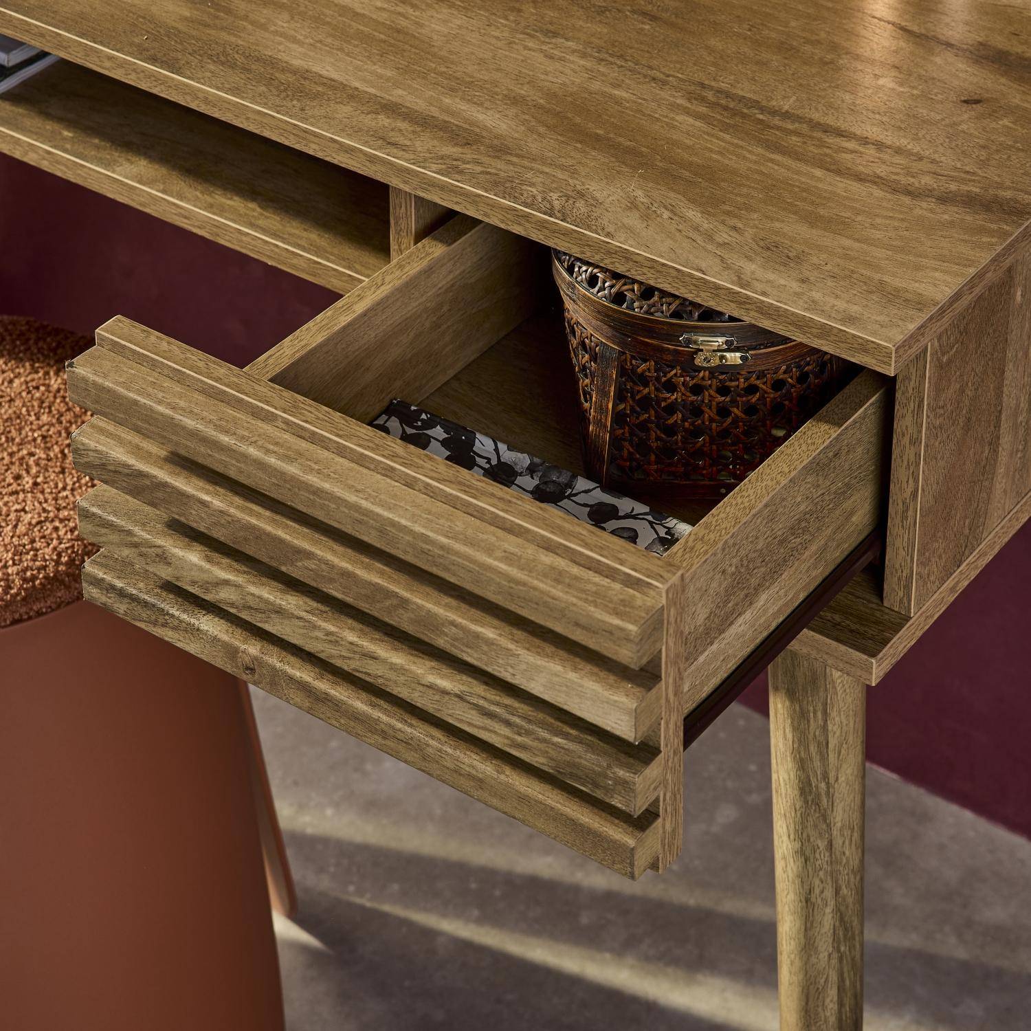 Escritorio con efecto madera con 2 cajones, Madere, Natural, 120x55x76.5 cm Photo3