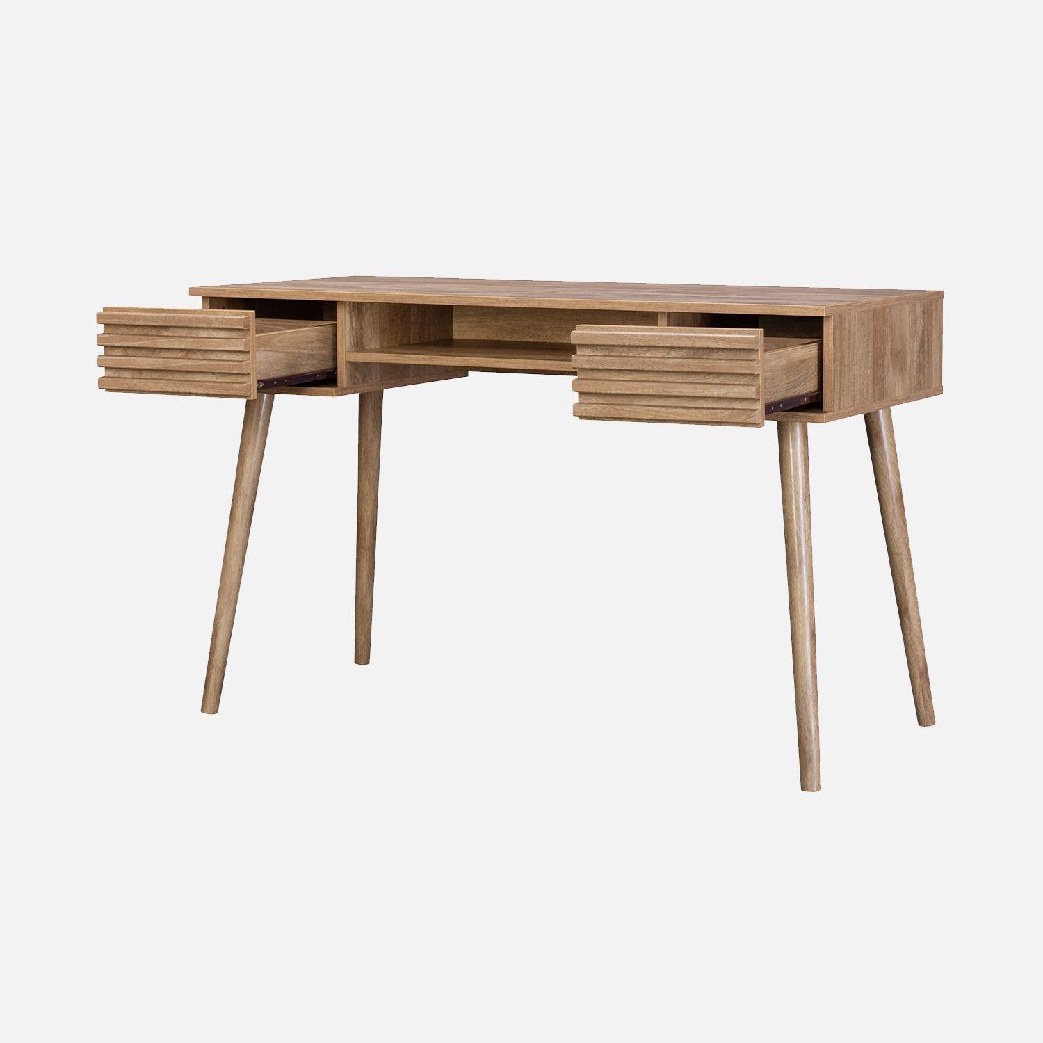 Escritorio con efecto madera con 2 cajones, Madere, Natural, 120x55x76.5 cm Photo5