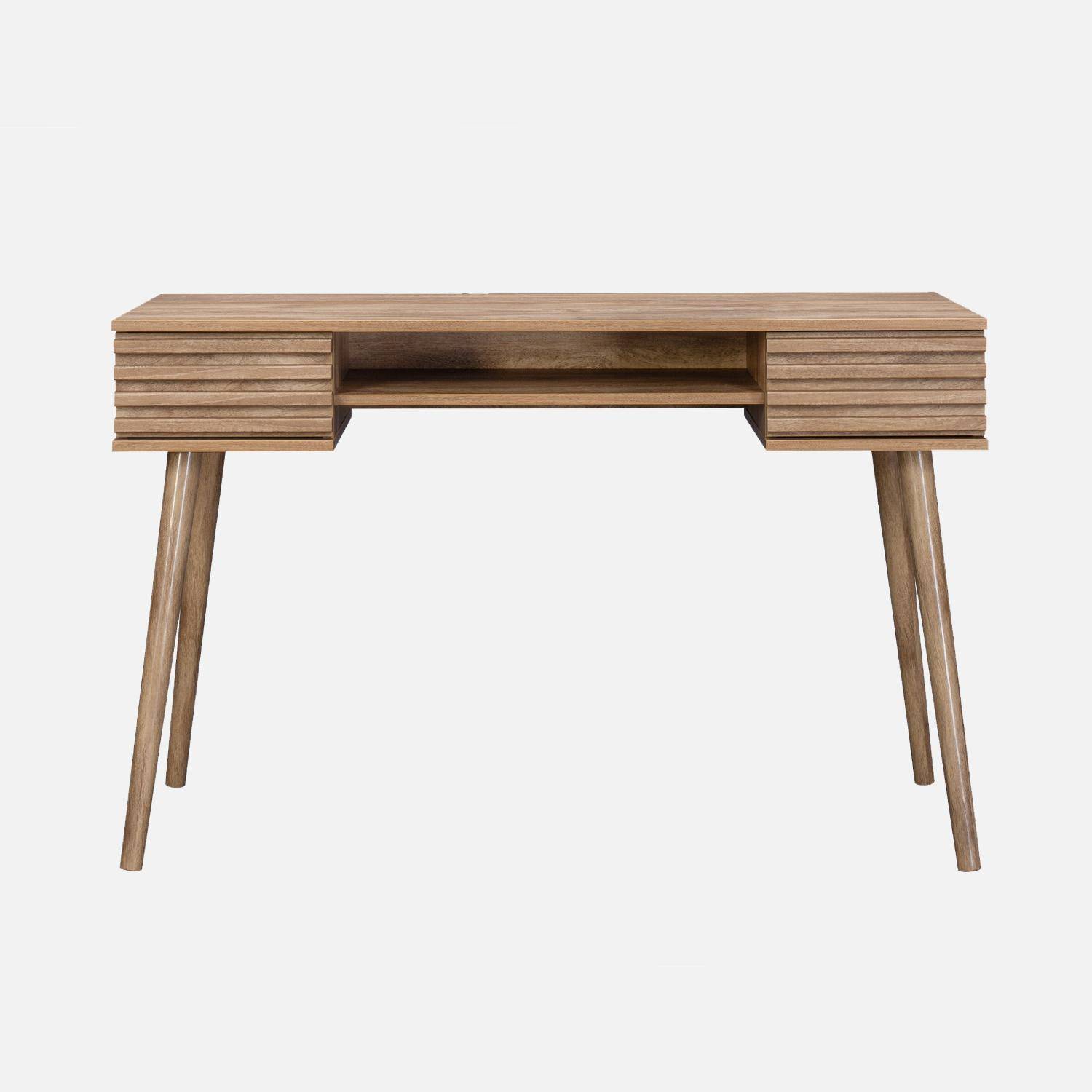 Ufficio effetto legno 2 cassetti, Madere, Marrone naturale, 120x55x76.5 cm,sweeek,Photo2