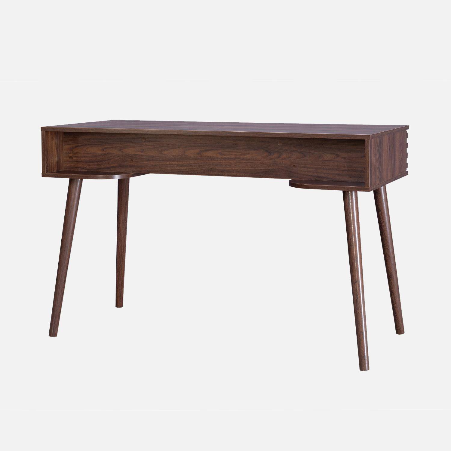 Bureau met hout effect, 2 lades Madere walnoothoutkleur, 1 kast, geribbelde fronten, 120 x 55 x 76,5 cm Photo4