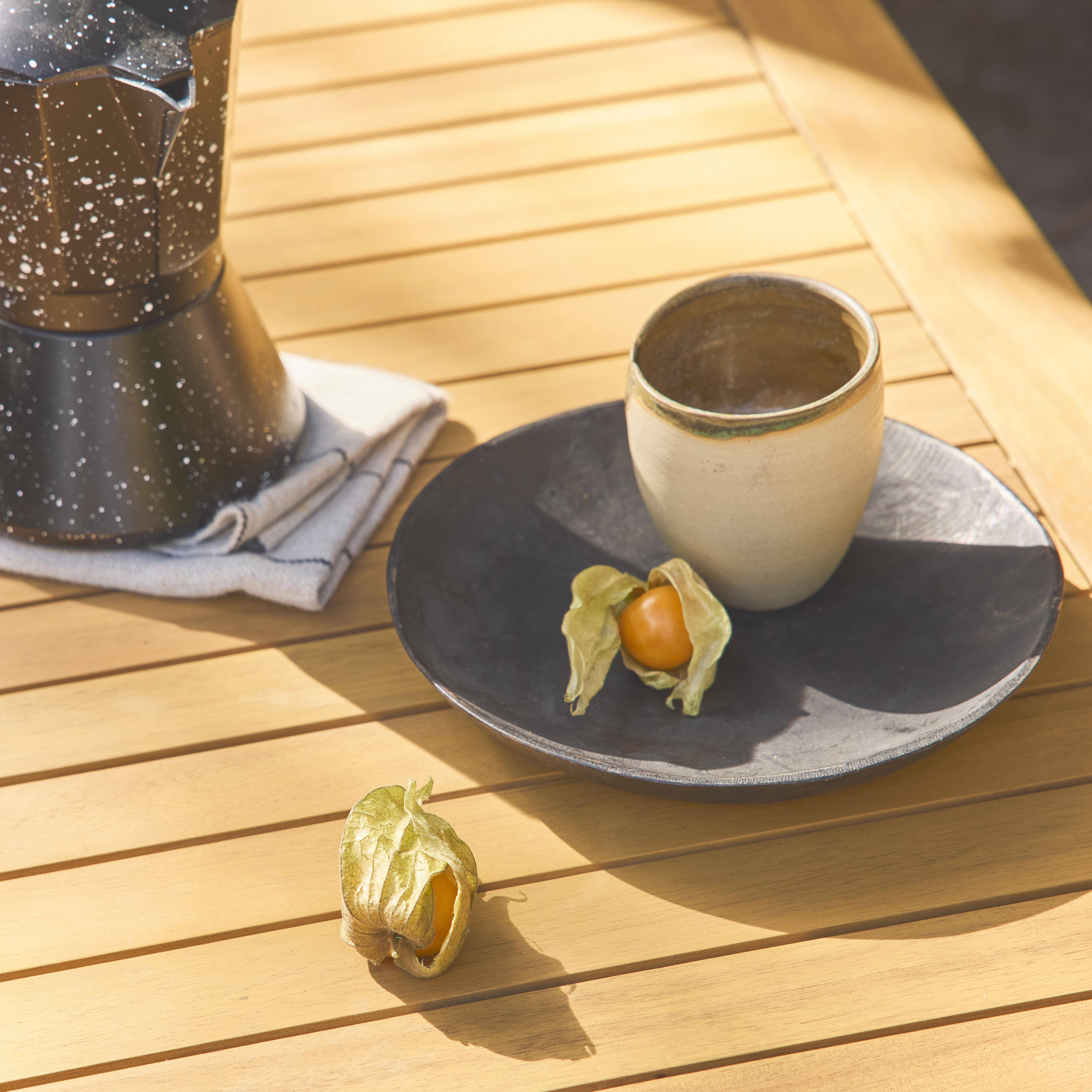 Gartenmöbelset aus Akazienholz für 4 Personen, beige, mit Kissen aus Polyester, einer Couch, einem Tisch und zwei Sesseln - Chloe Photo3