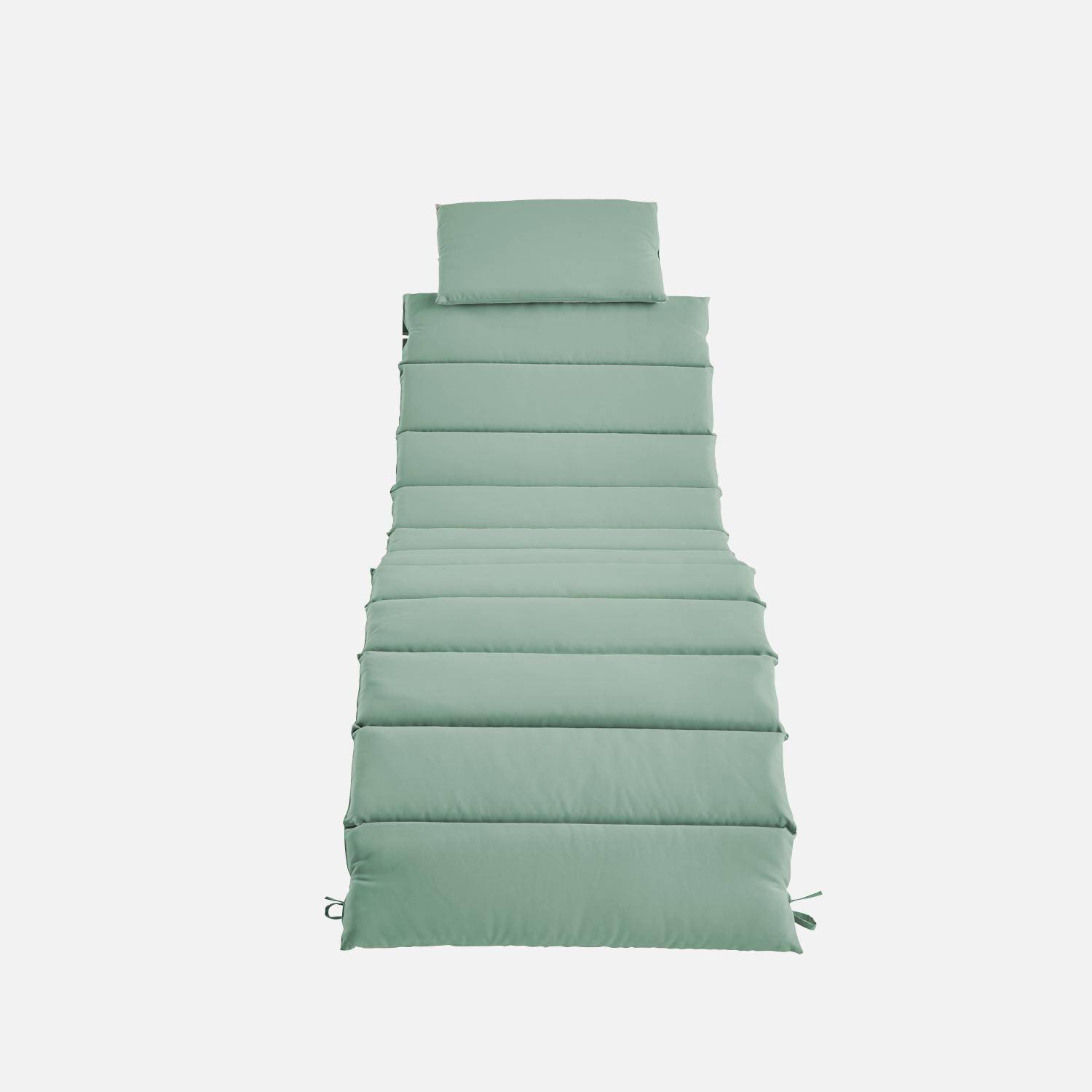 Set van 2 acaciahouten ligstoelen LAURE met groen-grijze polyester kussen, 184 x 55 x 63,5 cm,sweeek,Photo6