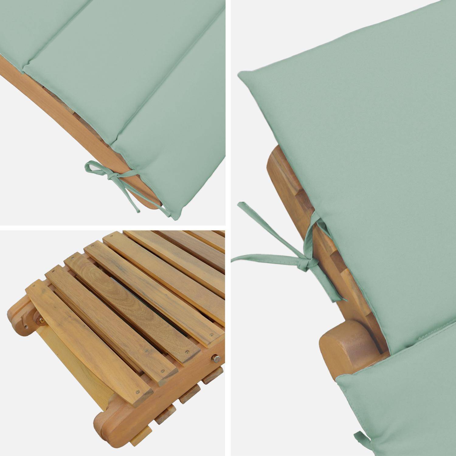 Set van 2 acaciahouten ligstoelen LAURE met groen-grijze polyester kussen, 184 x 55 x 63,5 cm,sweeek,Photo7