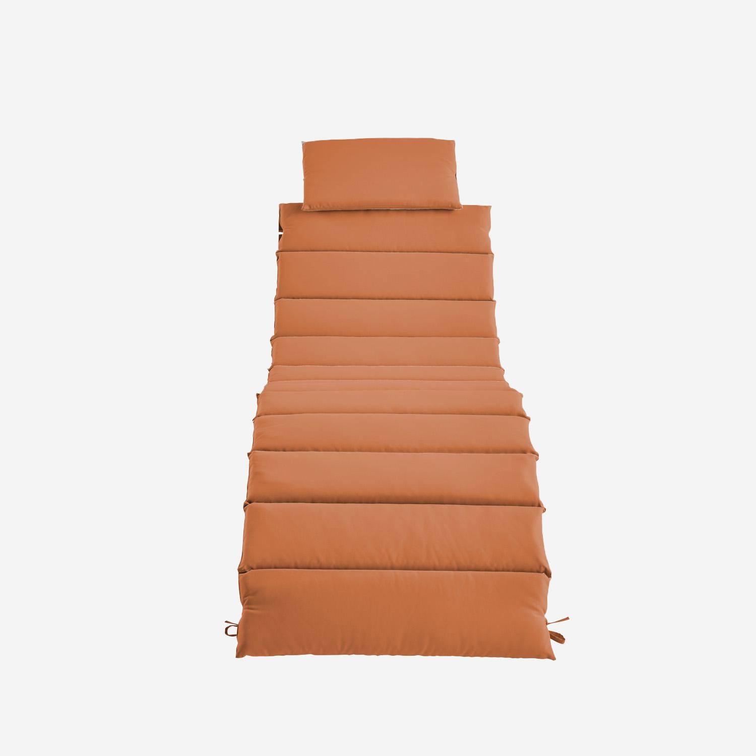 Set di 2 lettini prendisole in legno di acacia, Laure, Terracotta, 184x55x63.5 cm,sweeek,Photo5