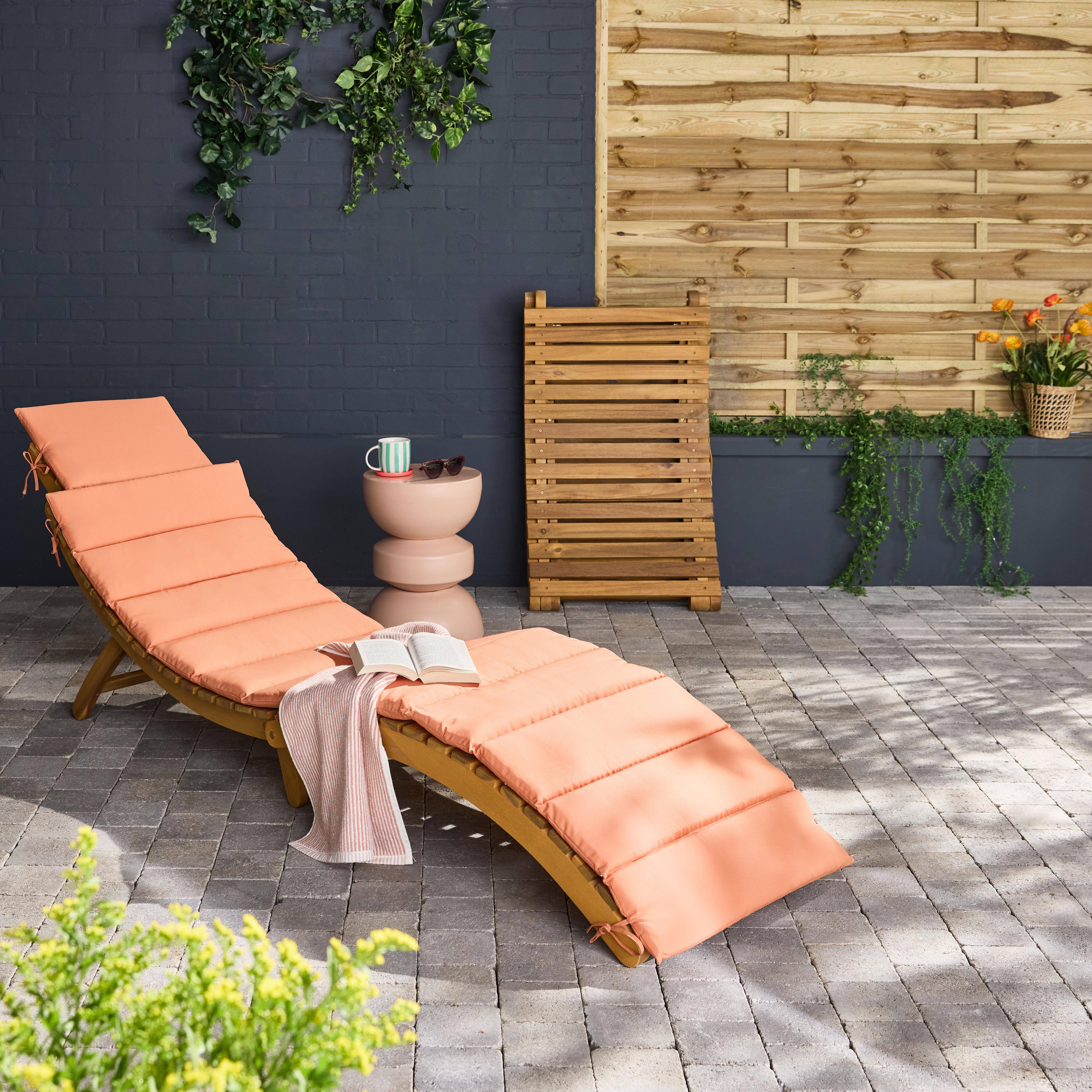 Set di 2 lettini prendisole in legno di acacia, Laure, Terracotta, 184x55x63.5 cm Photo2