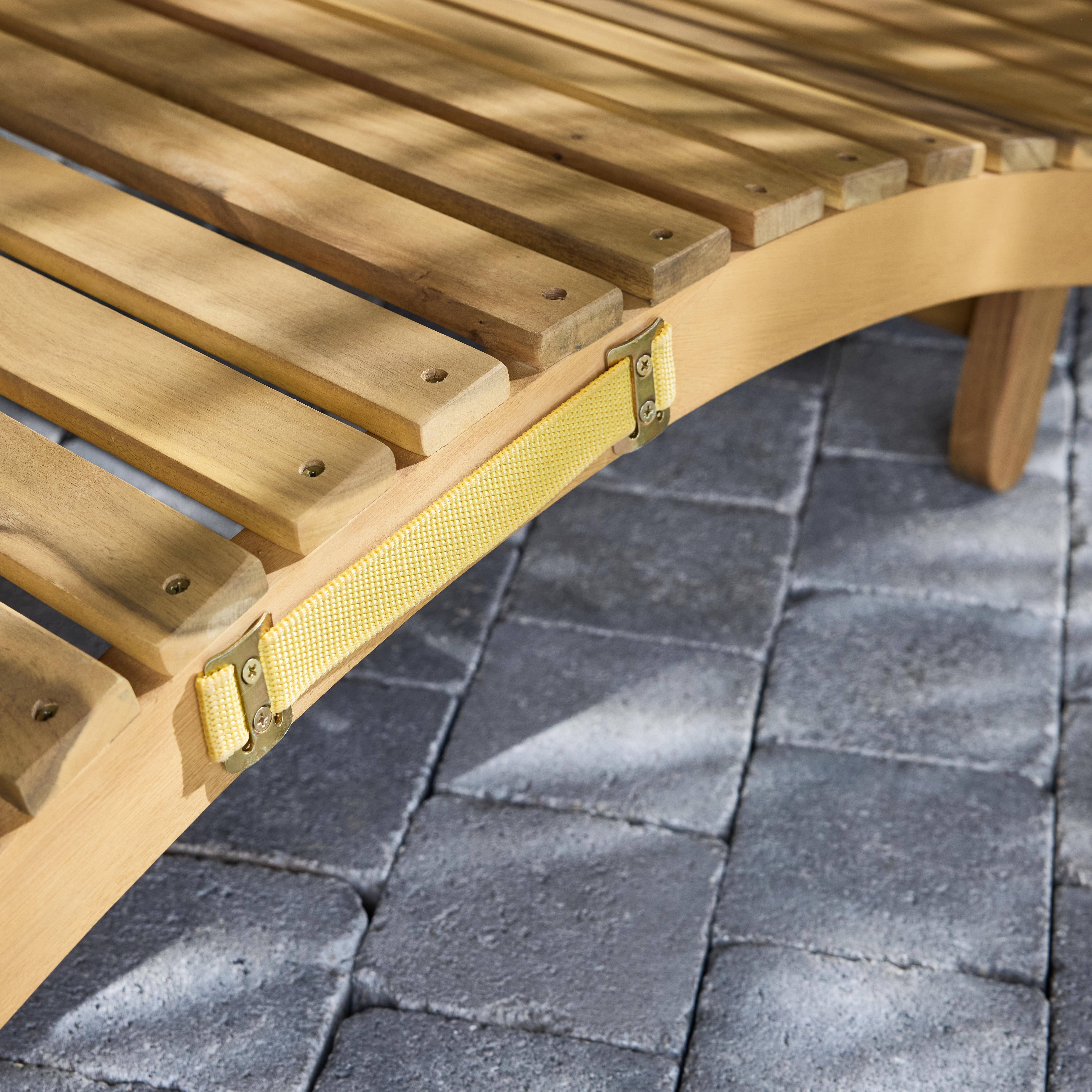 Set van 2 acaciahouten ligstoelen LAURE met perzikkleurige polyester kussen, 184 x 55 x 63,5 cm Photo3