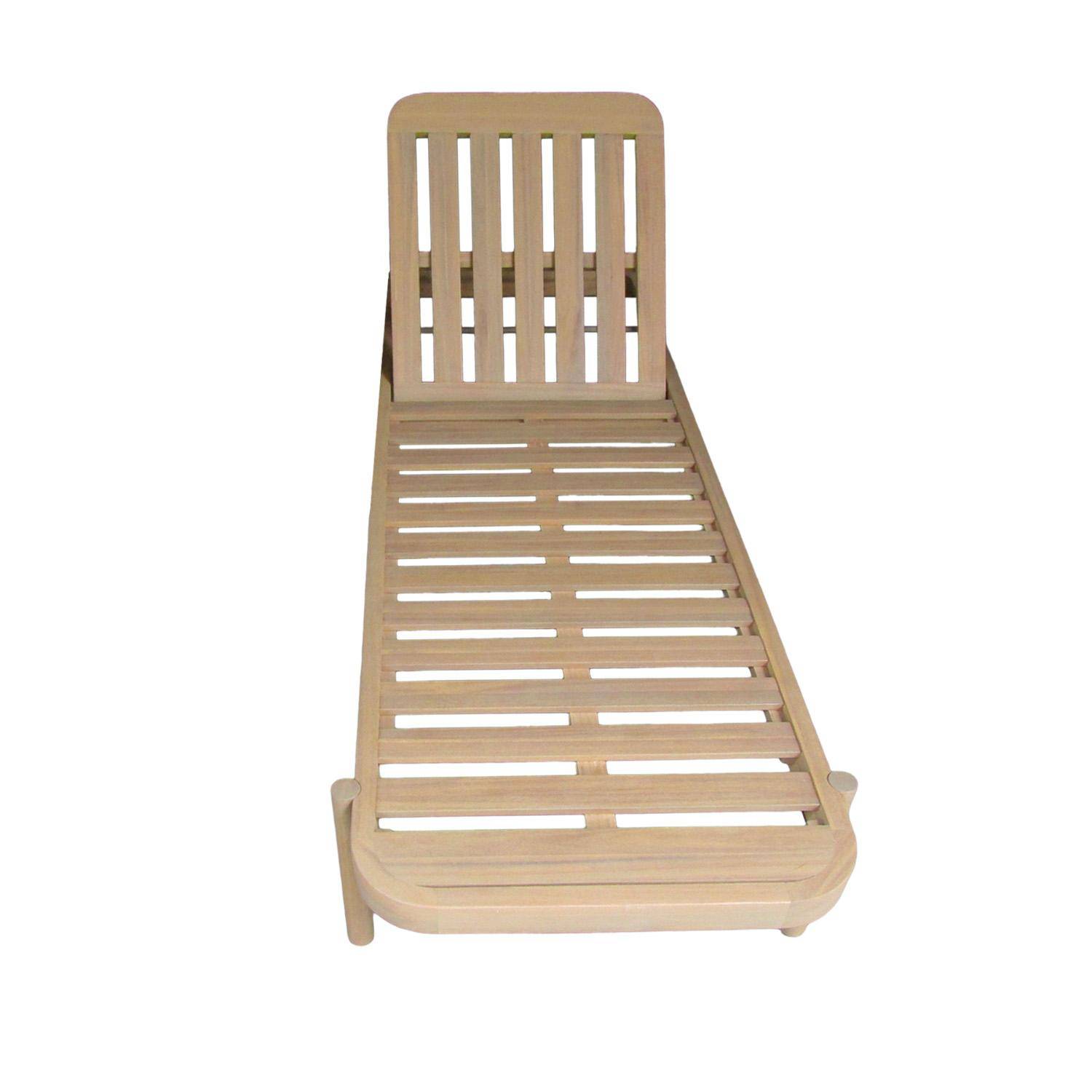 Lot de 2 bains de soleil PUNTA CANA en bois d'acacia, inclinable, déhoussable, coussin beige en polyester Photo7