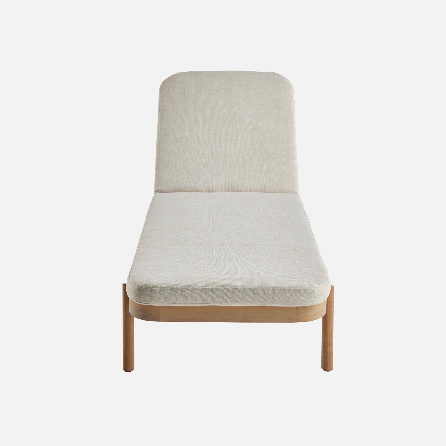 Lot de 2 bains de soleil PUNTA CANA en bois d'acacia, inclinable, déhoussable, coussin beige en polyester Photo5