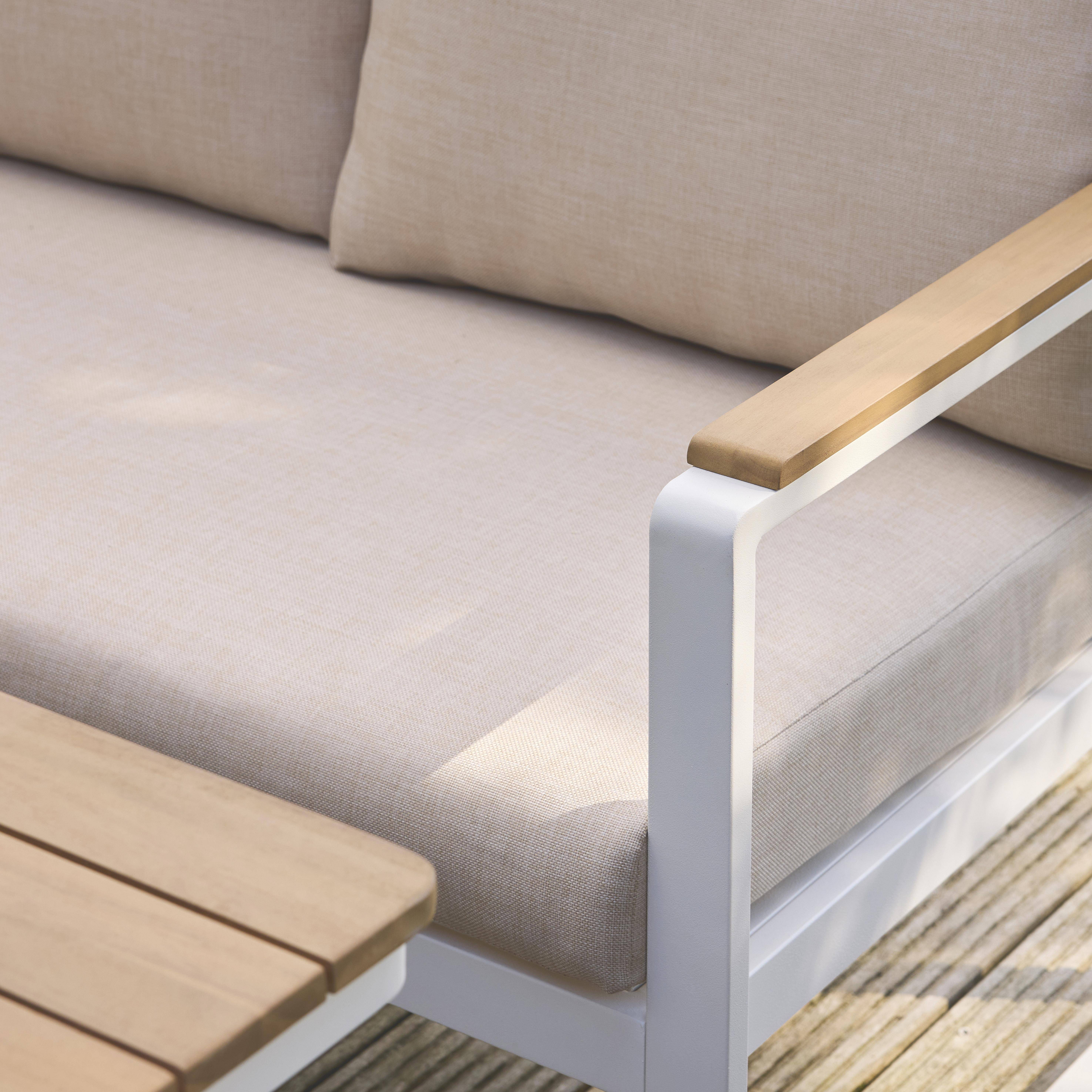 Conjunto de jardim relax em madeira de acácia e alumínio de 8 lugares, Pampas, Branco, 197x72.5x72.5 cm Photo4