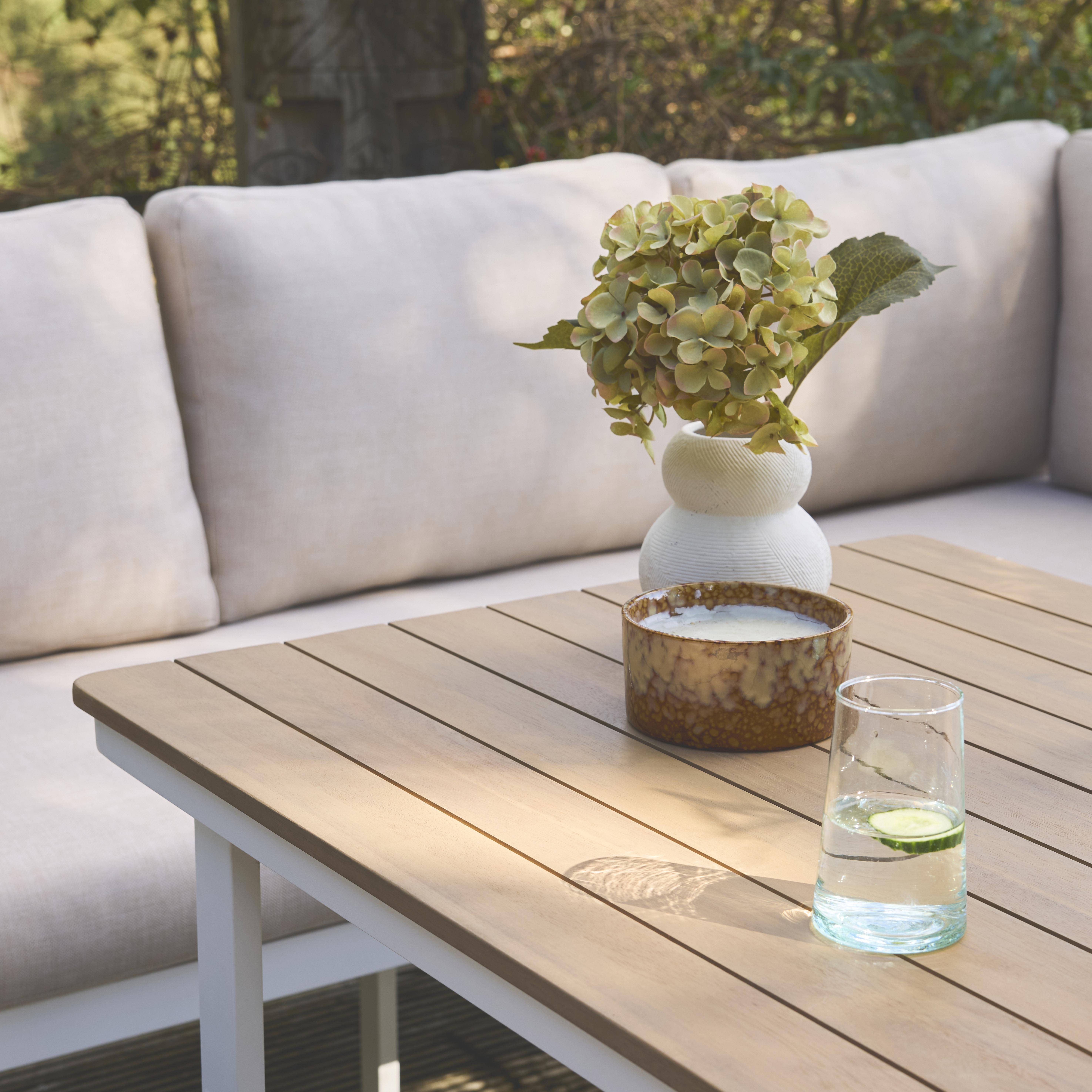 Conjunto de jardim relax em madeira de acácia e alumínio de 8 lugares, Pampas, Branco, 197x72.5x72.5 cm Photo2
