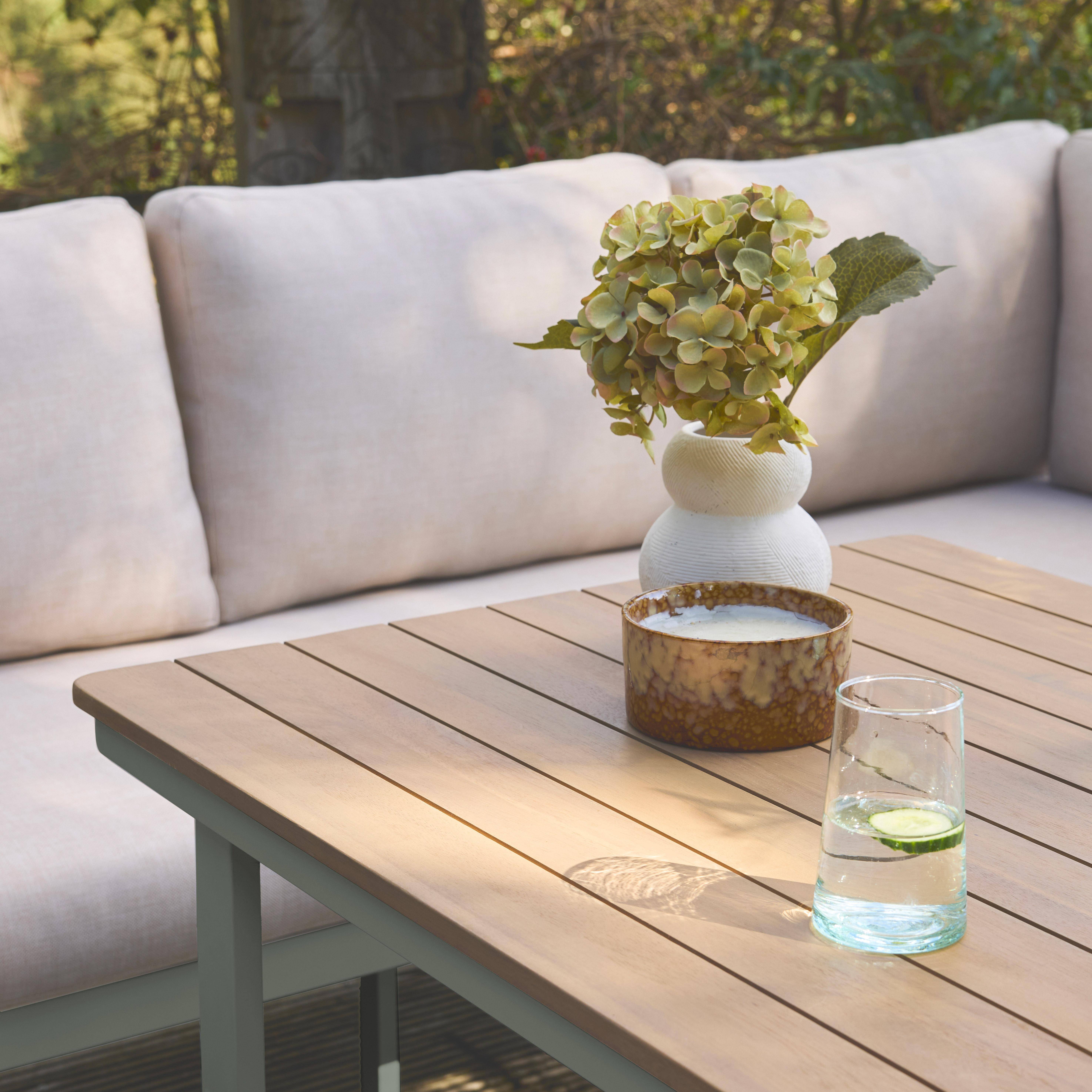 Tuinset PAMPAS 8 personen van acaciahout en aluminium, beige polyester kussens, met rechthoekige tafel Photo4