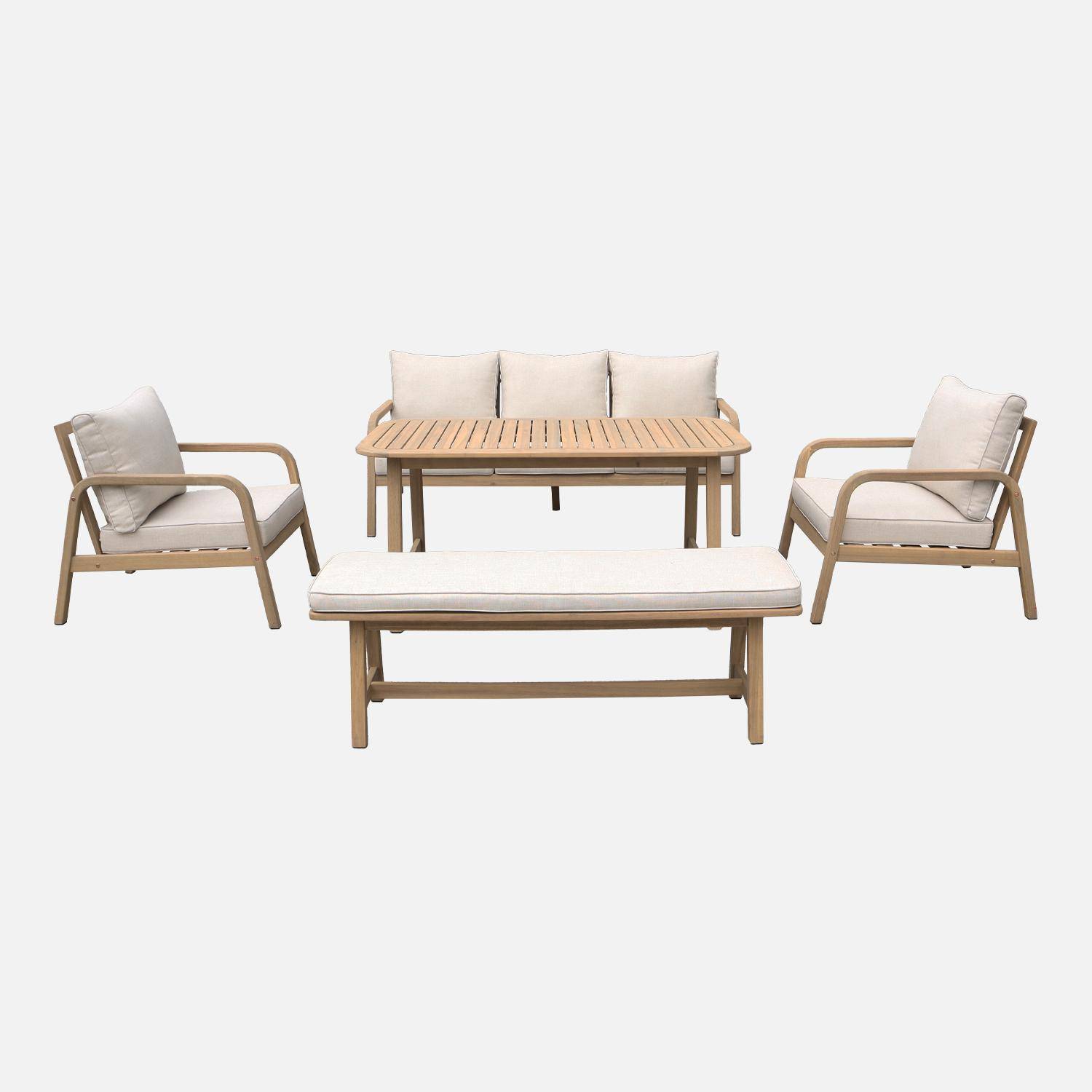 Conjunto de jardín de 7 plazas de madera de acacia, Carnota, Gris, 176x84x74 cm Photo9