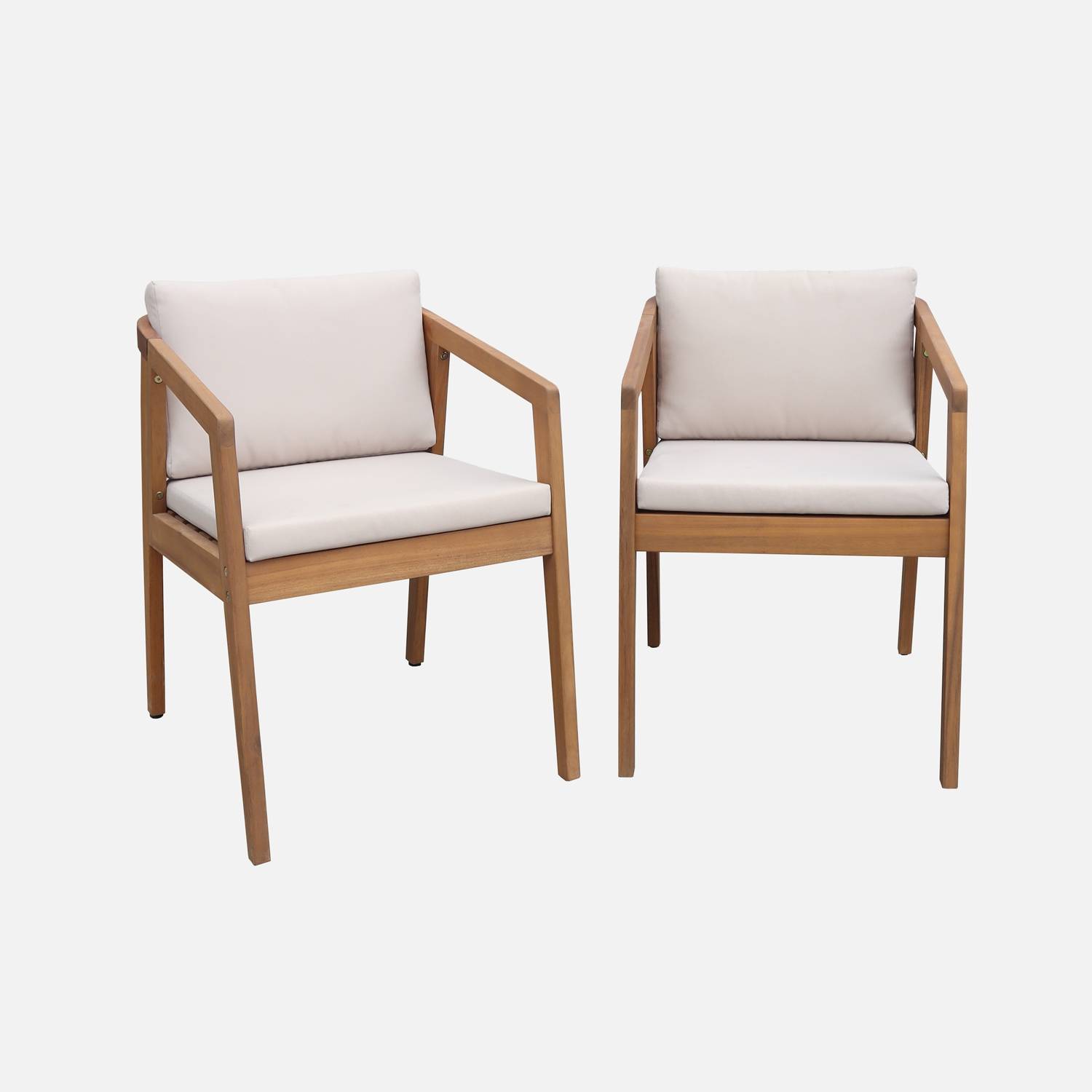 Silla de jardín de madera de acacia, set de 2, Beige