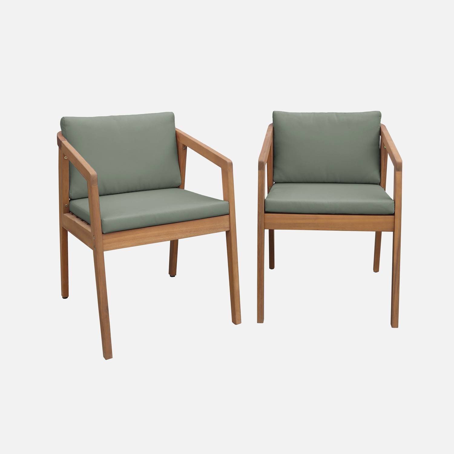 Silla de jardín de madera de acacia, set de 2, Verde kaki