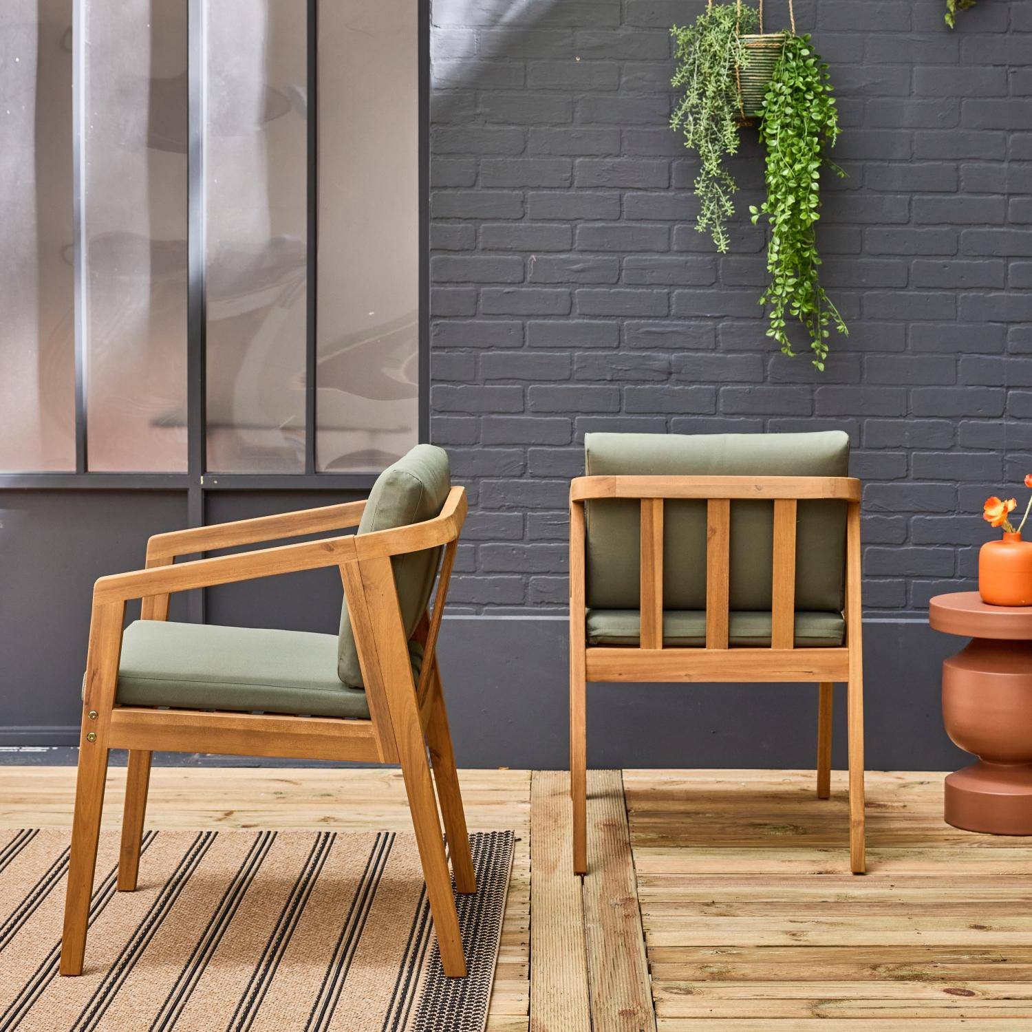 Sedie da giardino in legno di acacia, Zamara, Verde kaki, 53x62x73 cm,sweeek,Photo2