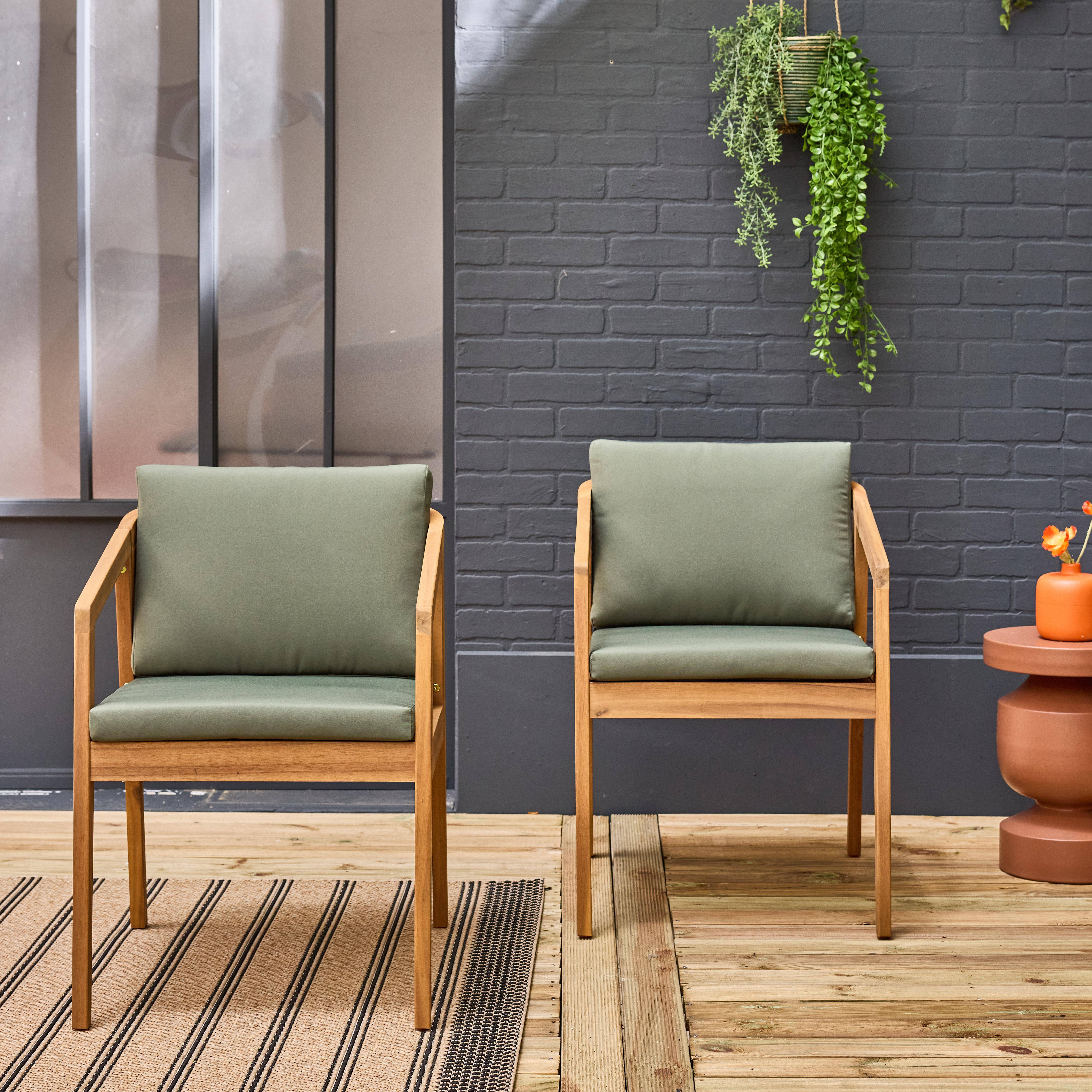 Set van 2 kaki tuinstoelen ZAMARA van acaciahout, 53 x 62 x 73 cm Photo1