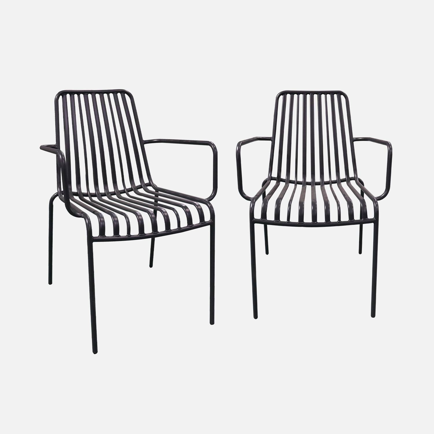 Silla de jardín apilable de acero, set de 2, Antracita