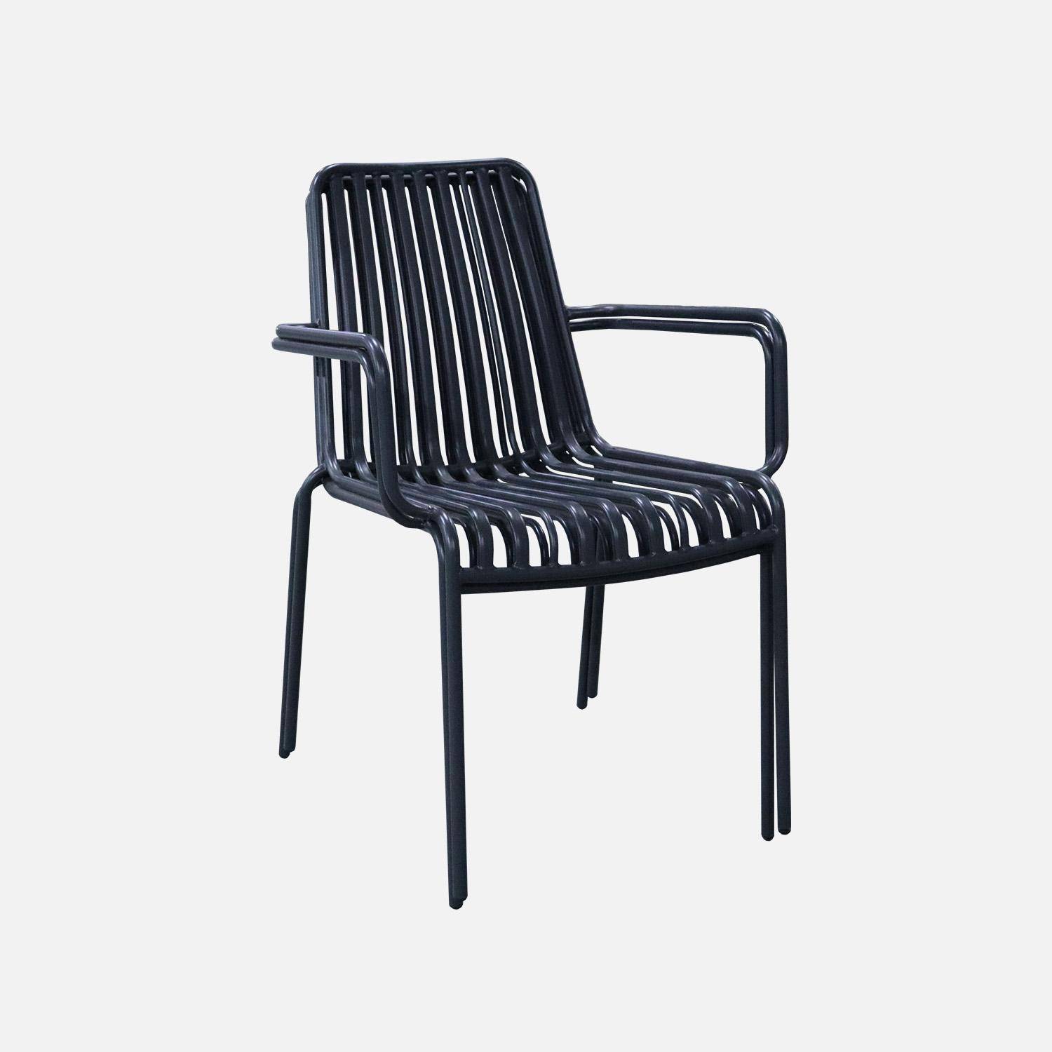 Lot de 2 fauteuils de jardin FLORIDA anthracite empilable en acier, L 59 x P 53,5 x H 78 cm Photo4