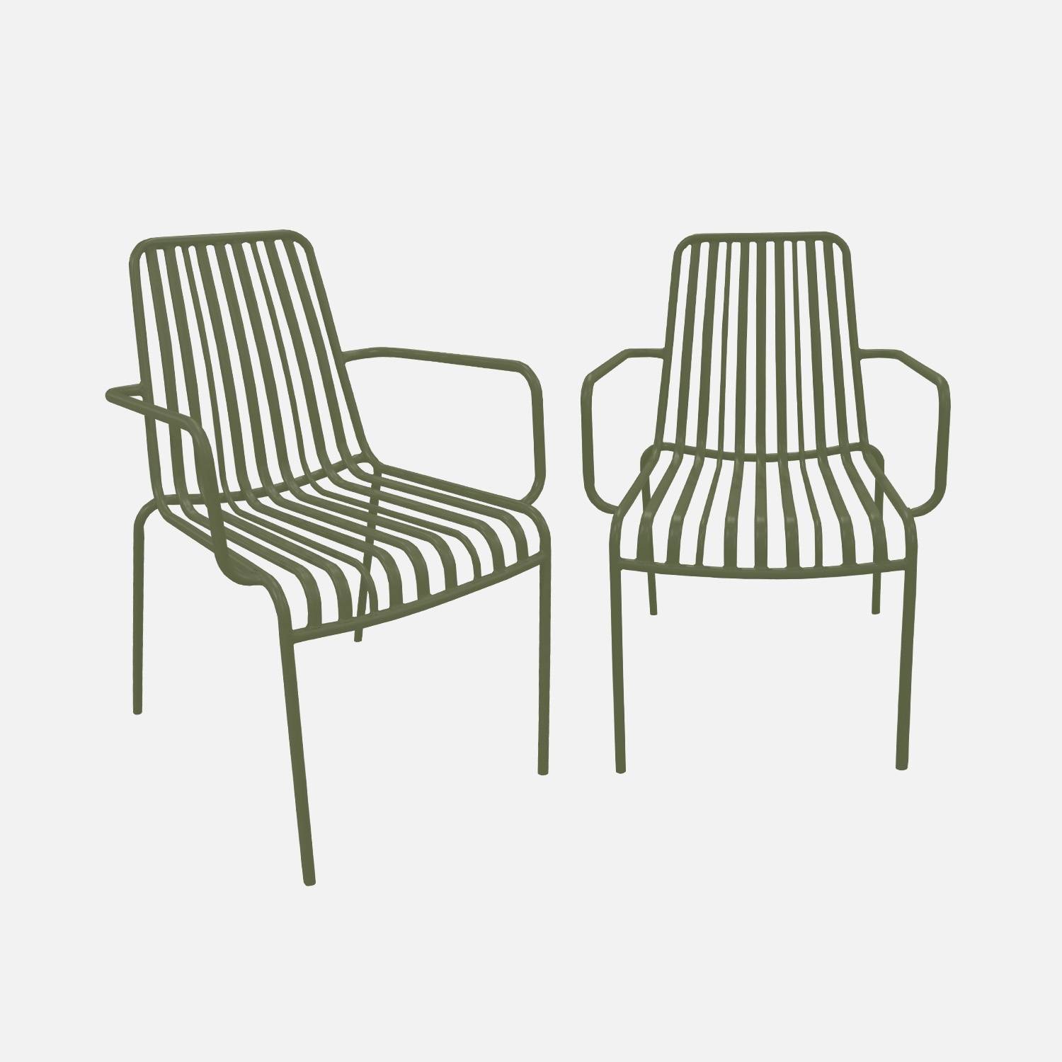 Silla de jardín apilable de acero, set de 2, Verde kaki