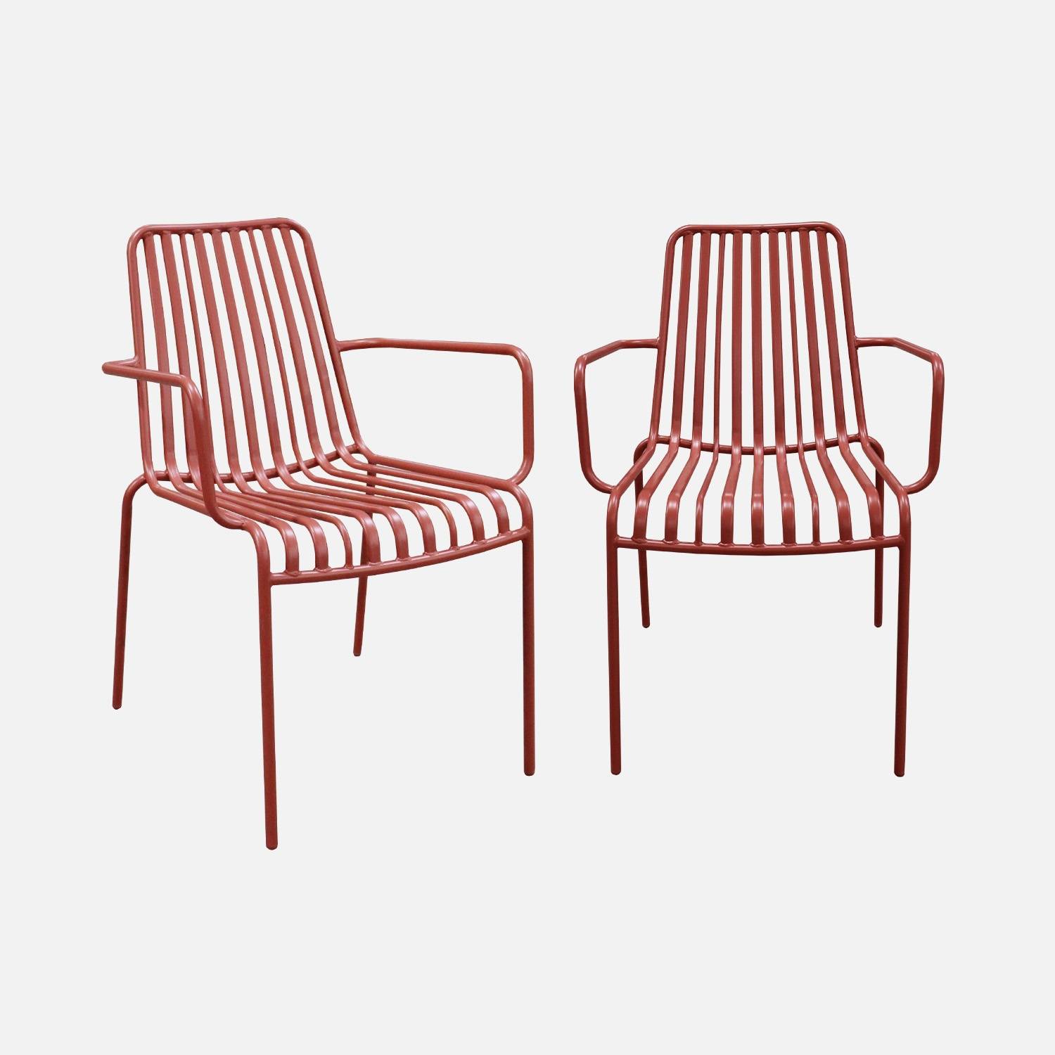 Silla de jardín apilable de acero, set de 2, Terra Cotta