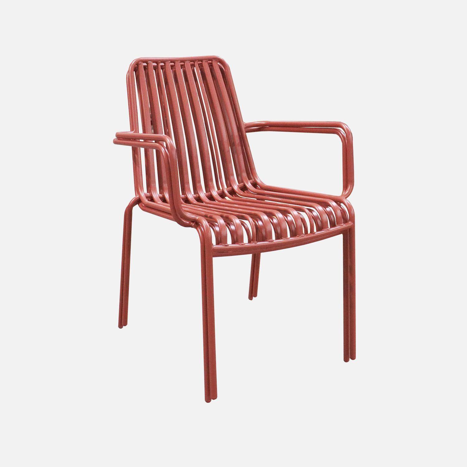 Set van 2 stapelbare tuinstoelen Florida terracotta in staal, L 59 x B 53,5 x H 78 cm Photo4