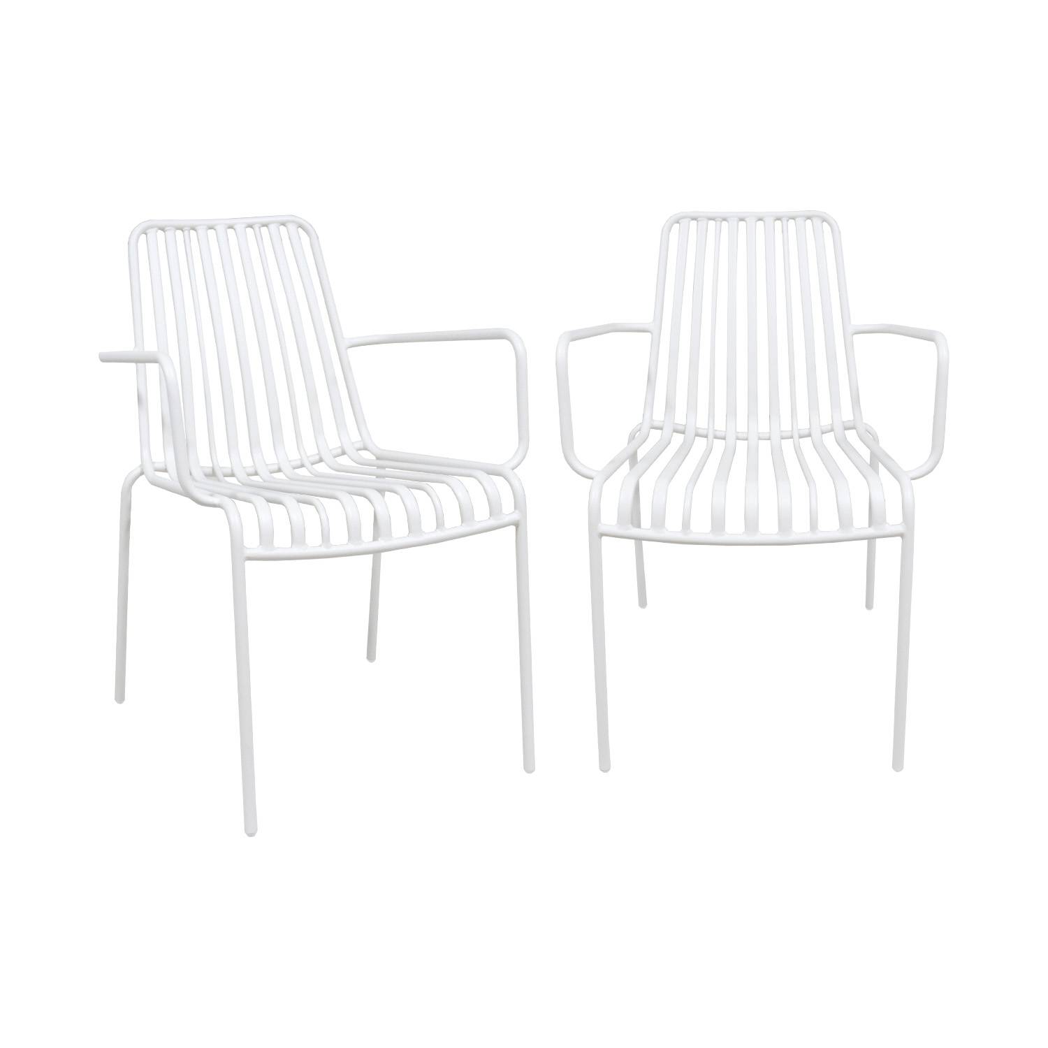 Silla de jardín apilable de acero, set de 2, Blanco