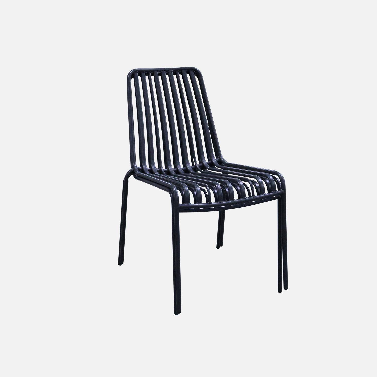 Lot de 2 chaises de jardin FLORIDA anthracite empilable en acier, L 59 x P 47,5 x H 78 cm,sweeek,Photo4