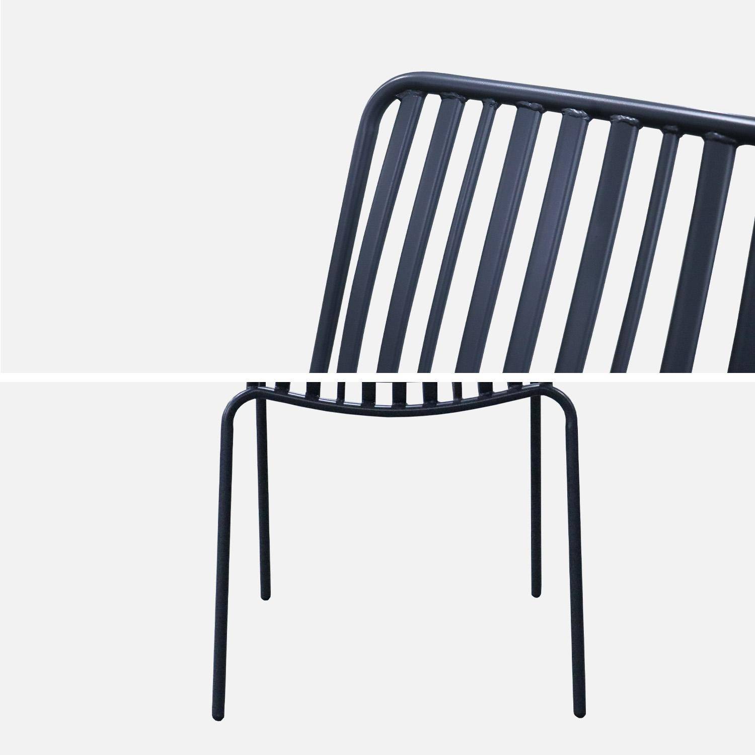 Lot de 2 chaises de jardin FLORIDA anthracite empilable en acier, L 59 x P 47,5 x H 78 cm Photo5