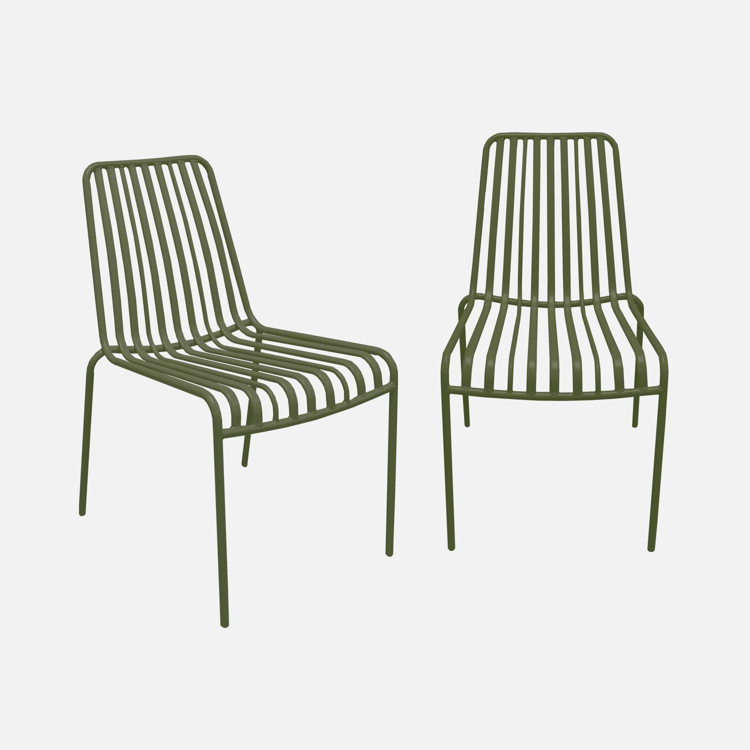Set van 2 stapelbare kaki tuinstoelen in staal