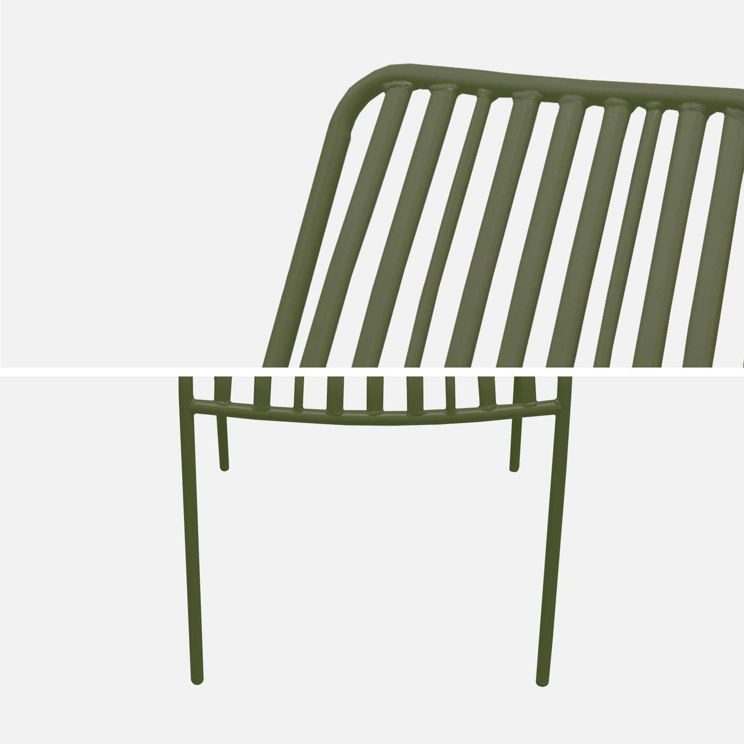 Silla de jardín apilable de acero, set de 2, Florida, Verde kaki, 59x47.5x78 cm Photo5