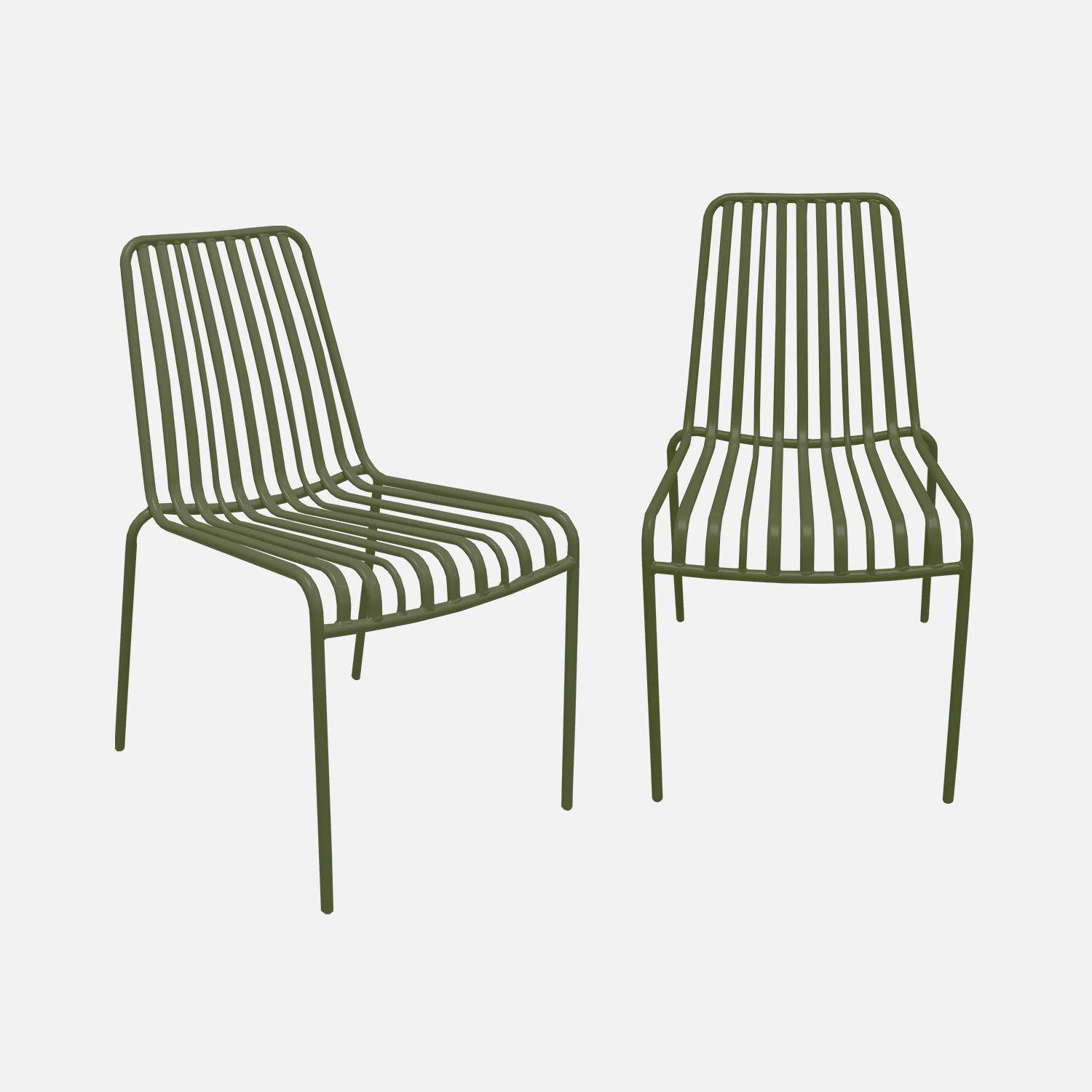 Silla de jardín apilable de acero, set de 2, Florida, Verde kaki, 59x47.5x78 cm,sweeek,Photo3