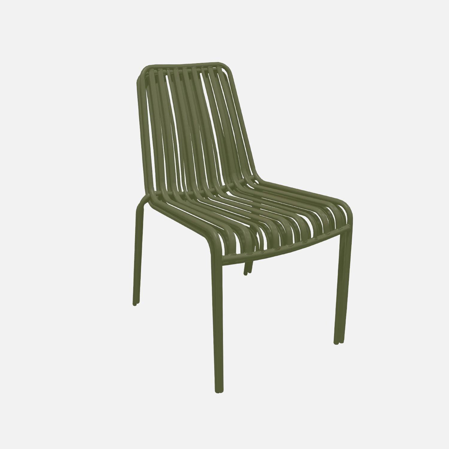 Silla de jardín apilable de acero, set de 2, Florida, Verde kaki, 59x47.5x78 cm,sweeek,Photo4