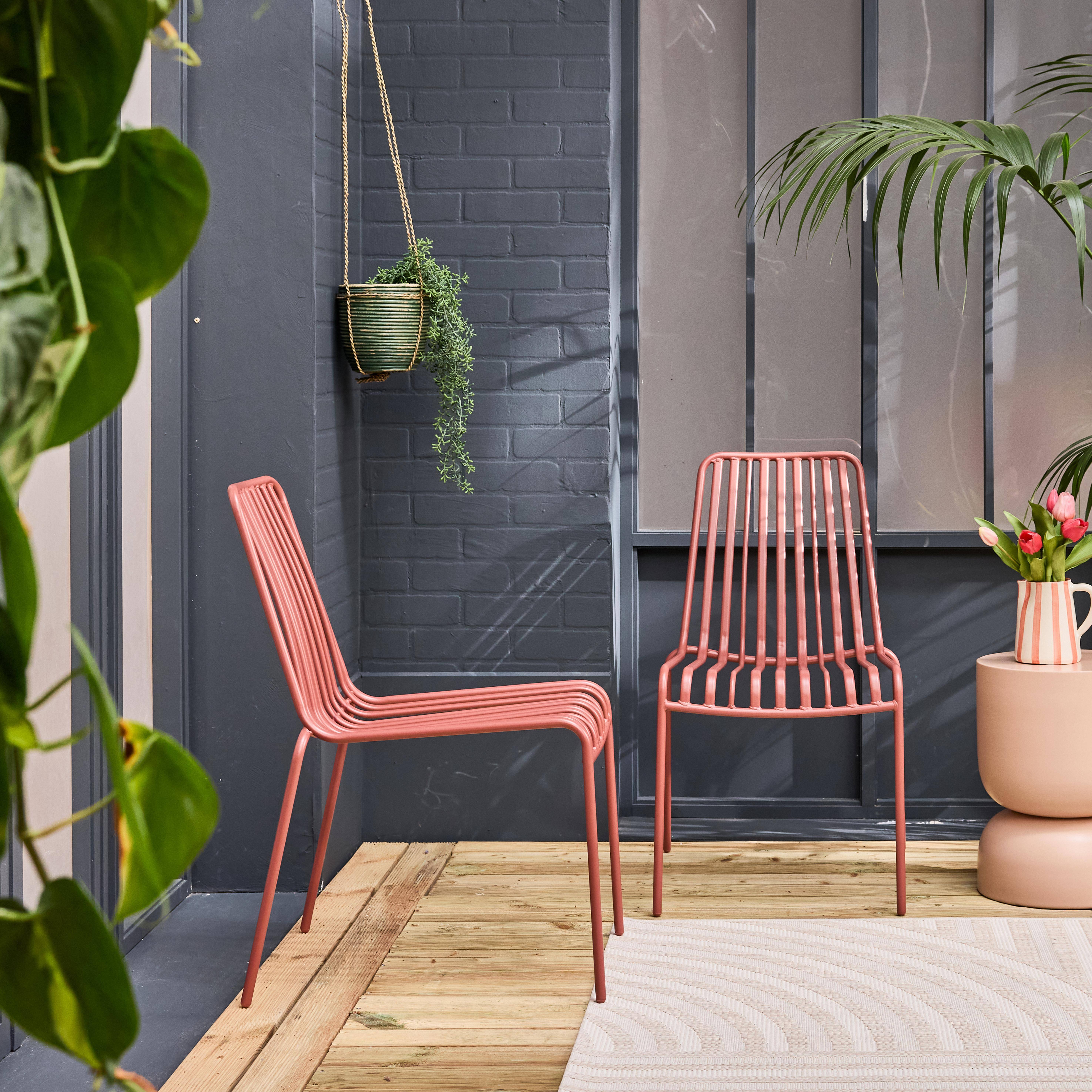 Set di due sedie da giardino impilabili in acciaio , Florida, Terracotta, 59x47.5x78 cm,sweeek,Photo2