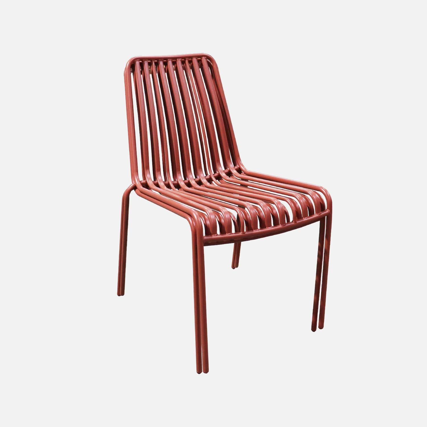 Set di due sedie da giardino impilabili in acciaio , Florida, Terracotta, 59x47.5x78 cm Photo4