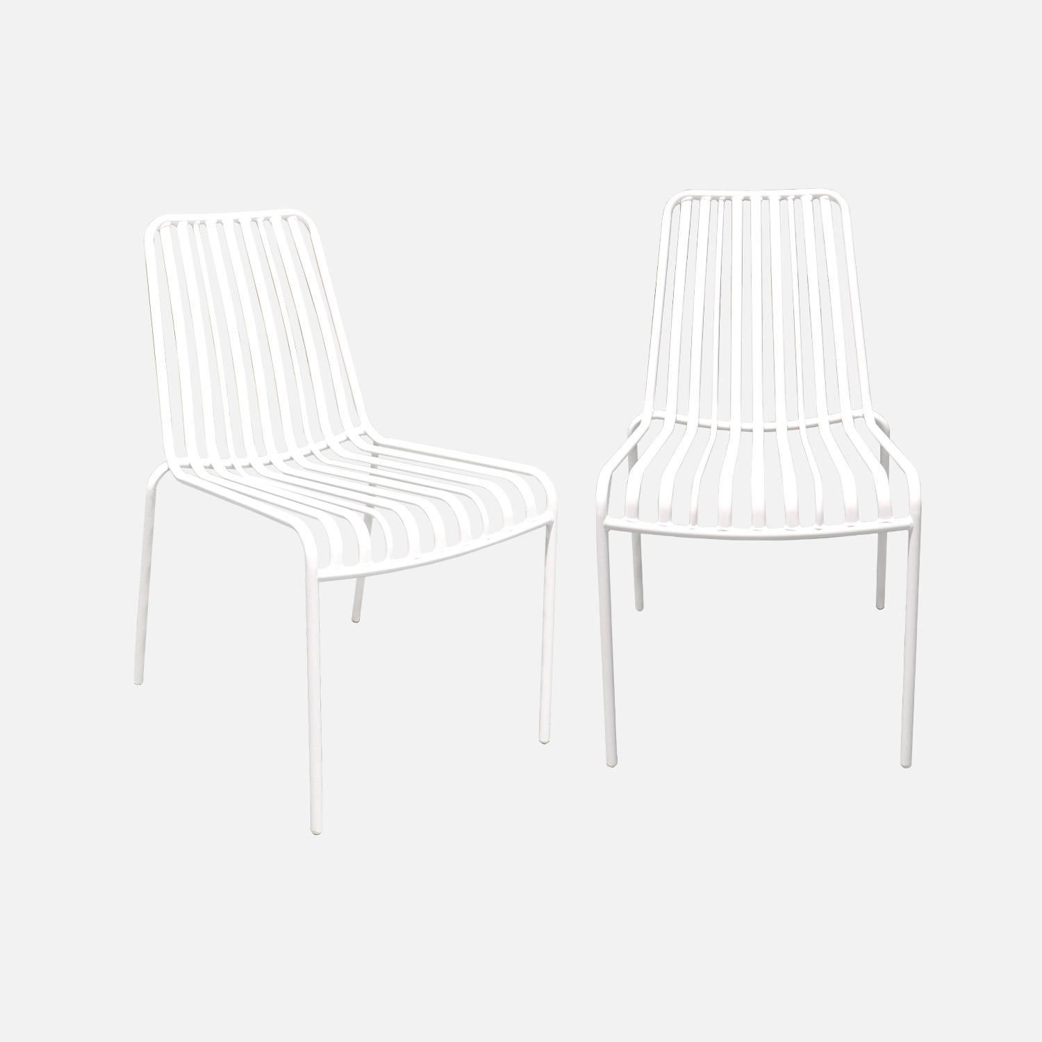 Set van 2 stapelbare witte tuinstoelen van staal