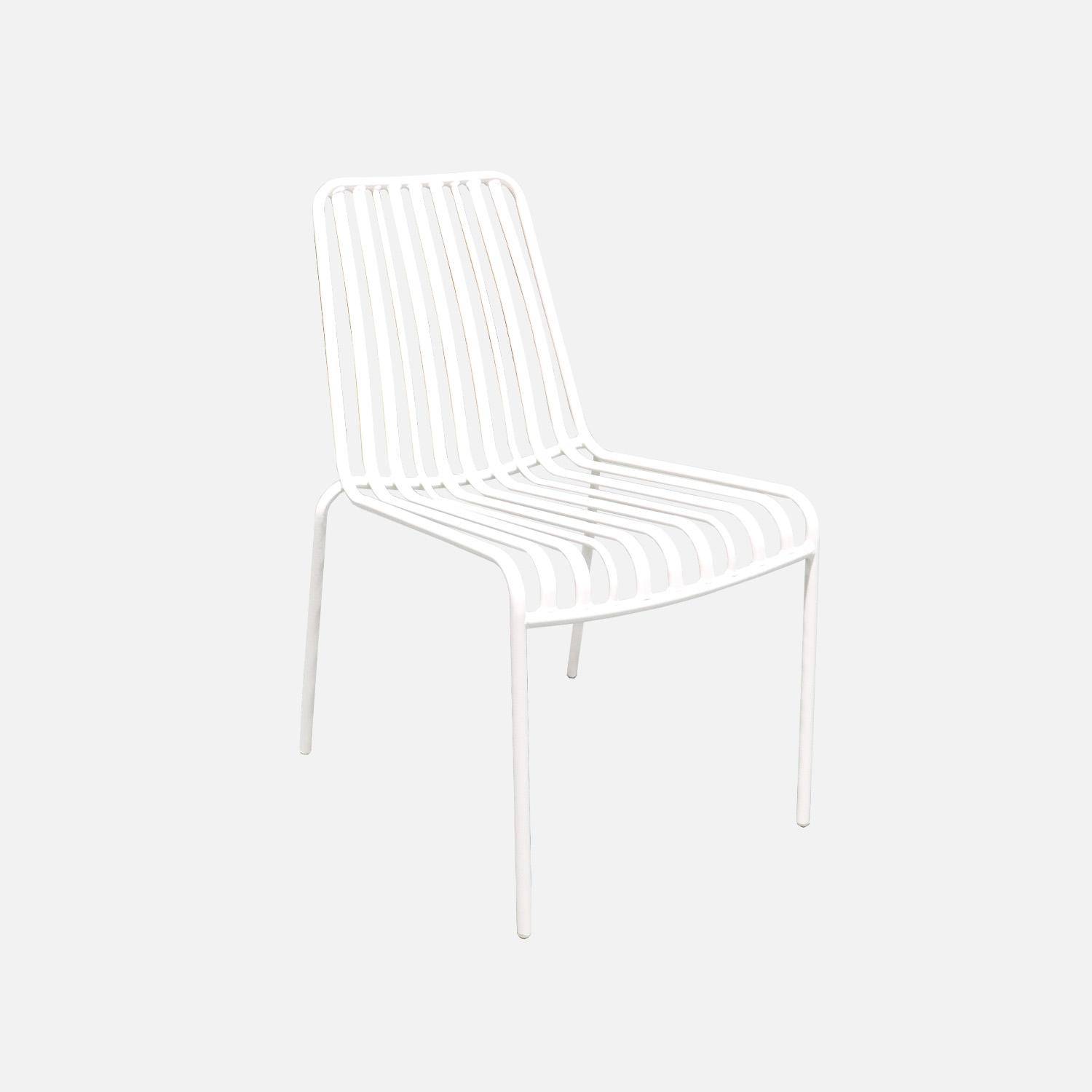 Set van 2 stapelbare tuinstoelen Florida in wit staal, L 59 x D 47,5 x H 78 cm Photo6