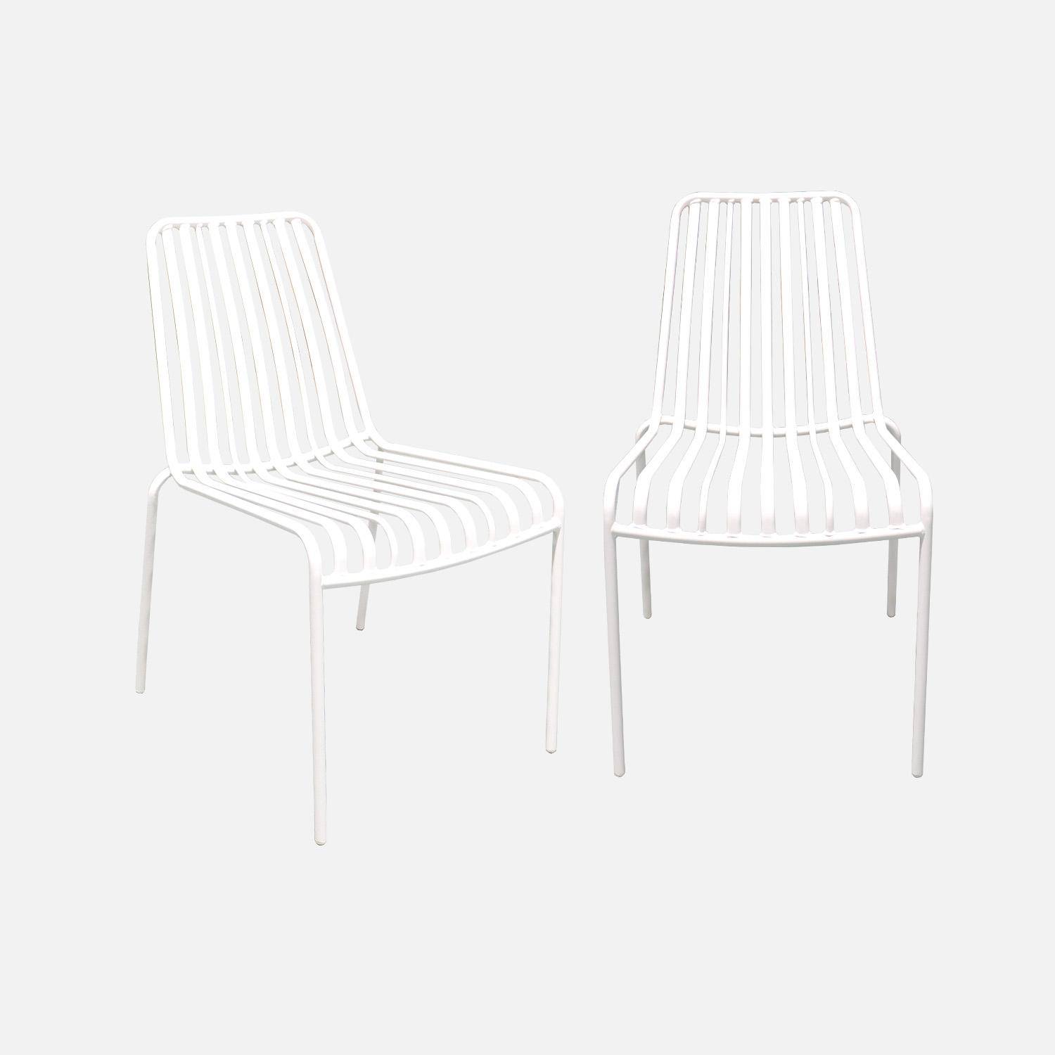 Set van 2 stapelbare tuinstoelen Florida in wit staal, L 59 x D 47,5 x H 78 cm Photo4