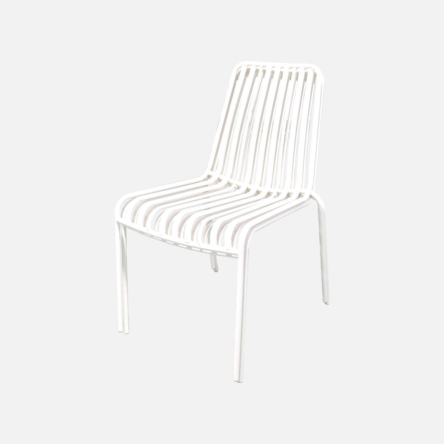 Set van 2 stapelbare tuinstoelen Florida in wit staal, L 59 x D 47,5 x H 78 cm Photo7
