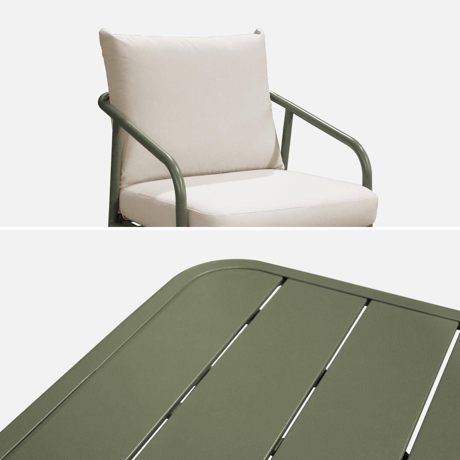 Set da giardino in acciaio 5 posti, Messina 5, Verde kaki, 176x70x67 cm Photo4